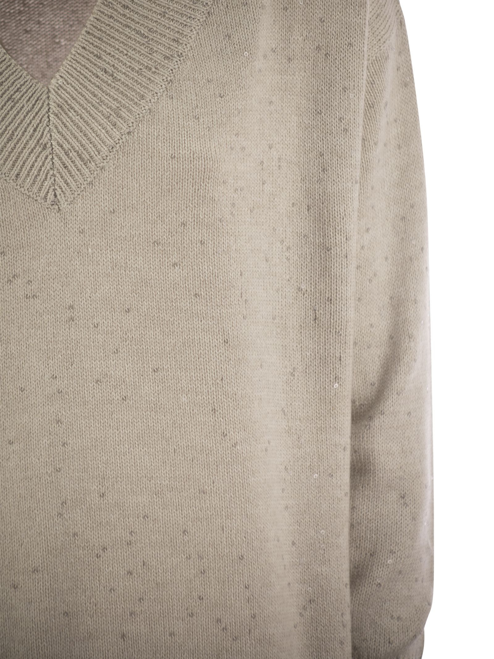 Brunello Cucinelli Women Cashmere And Silk Sweater With Micro Sequins - 4