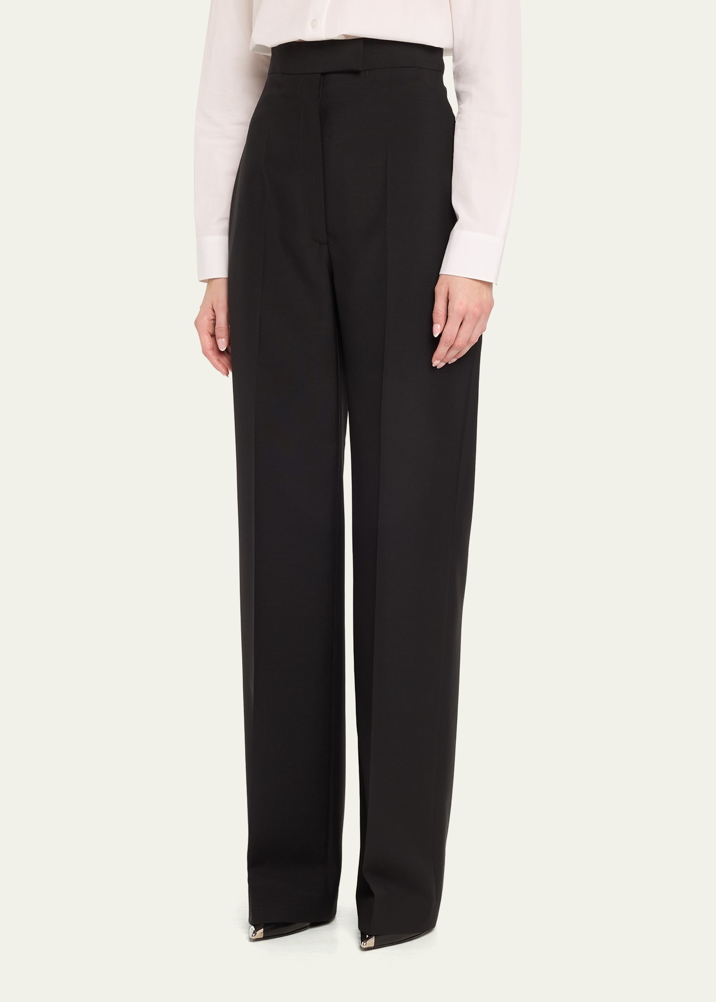 High-Rise Wide-Leg Wool Trousers - 4