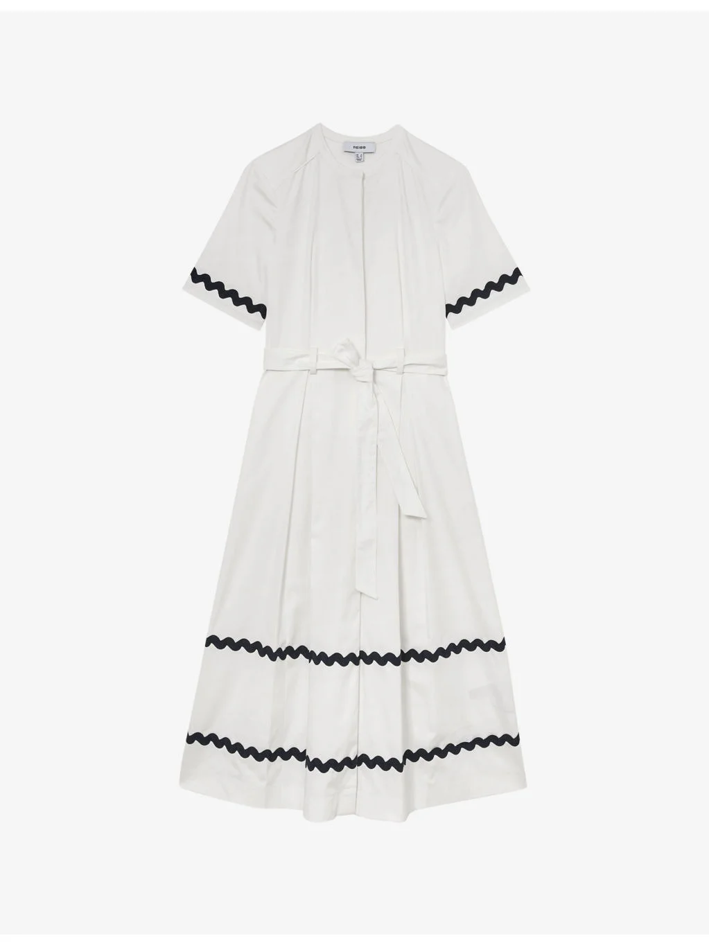 Isabelle Wave-Trim Stretch-Cotton Midi Dress - 1