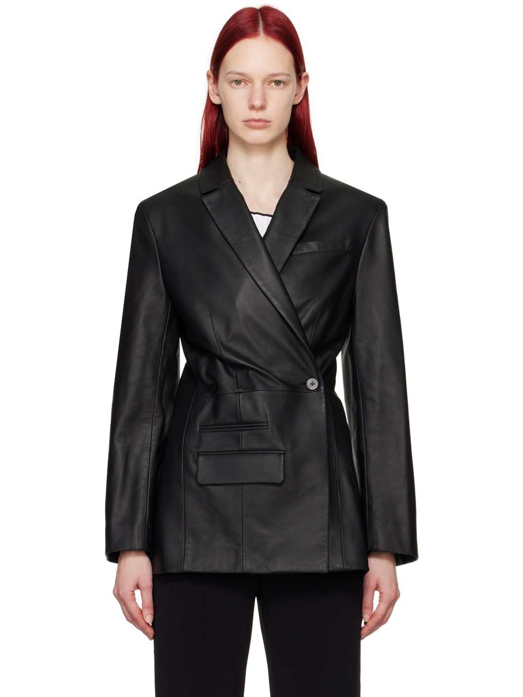 Black Les Sculptures 'La veste Tibau cuir' Leather Jacket - 1