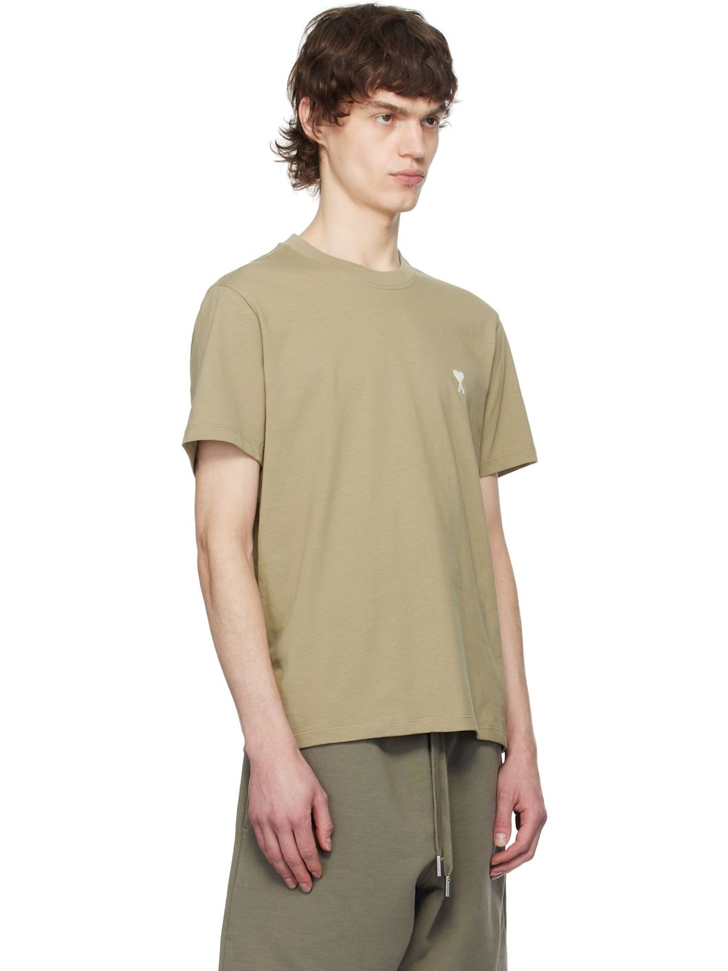 Khaki Cotton Ami de Coeur T-shirt - 2