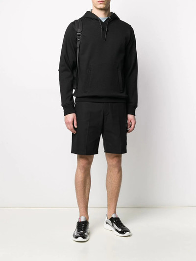 Salvatore Ferragamo leather-drawcord hooded sweatshirt outlook