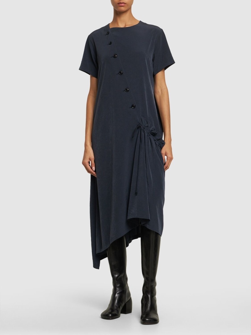 Asymmetric buttoned crepe de chine dress - 2