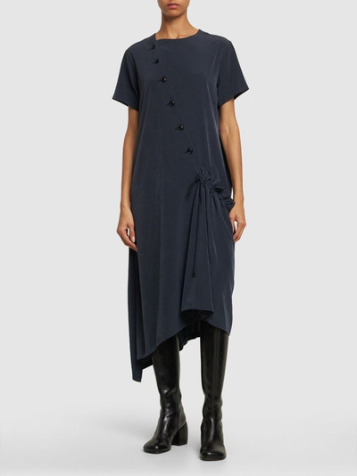 Yohji Yamamoto Asymmetric buttoned crepe de chine dress outlook