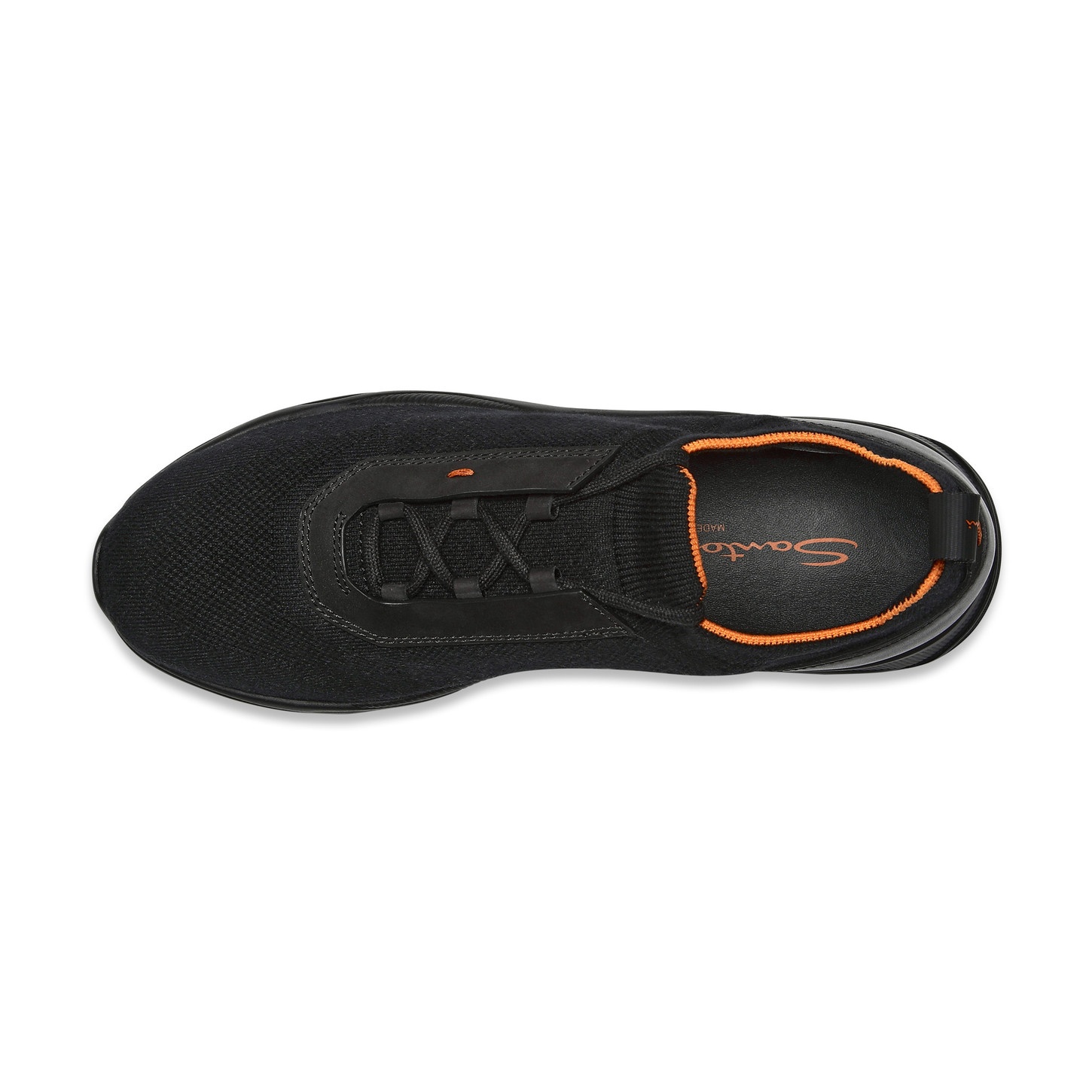 Men's black stretch knit and leather sneaker - 4