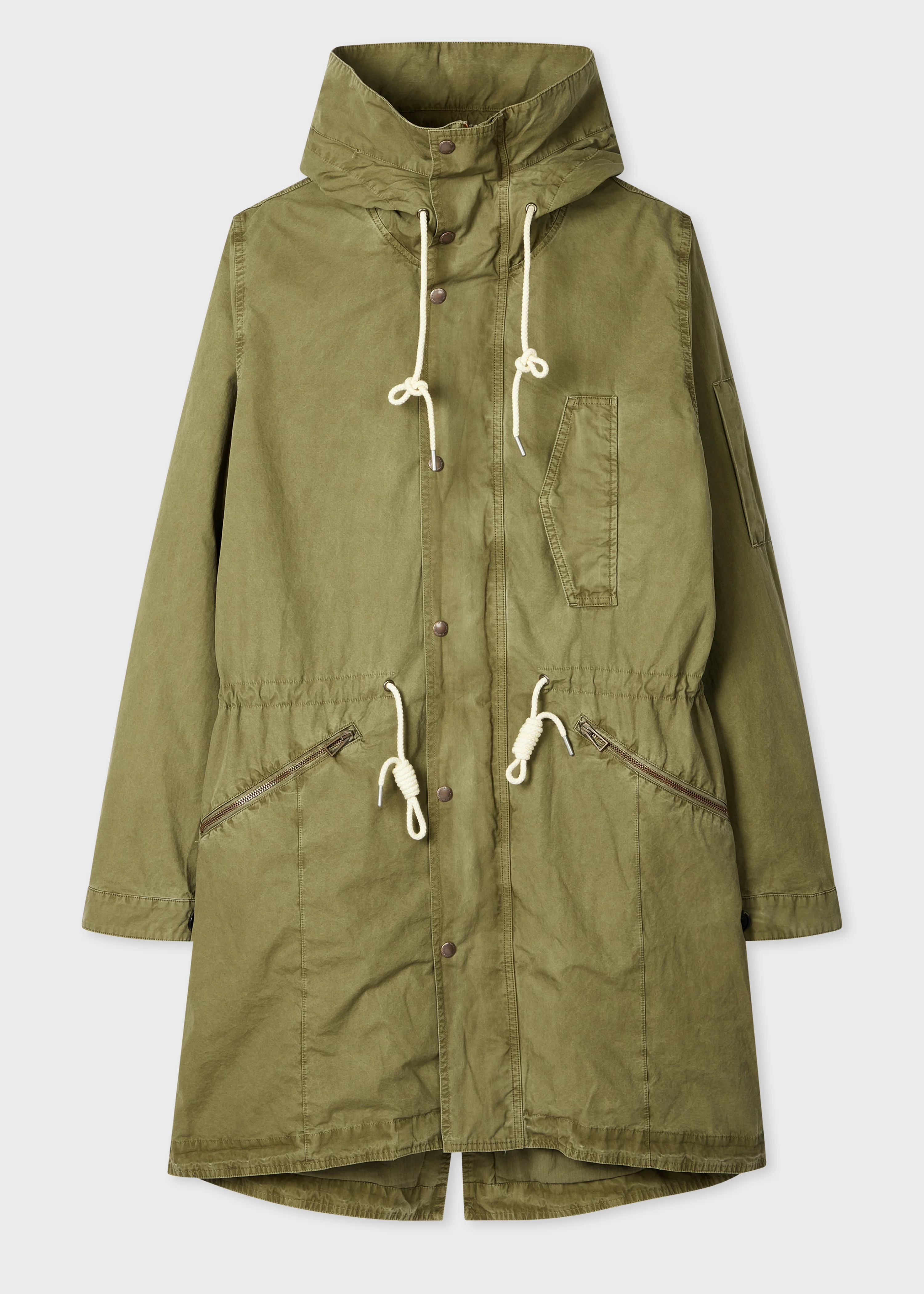 Khaki Cotton Fishtail Parka - 1