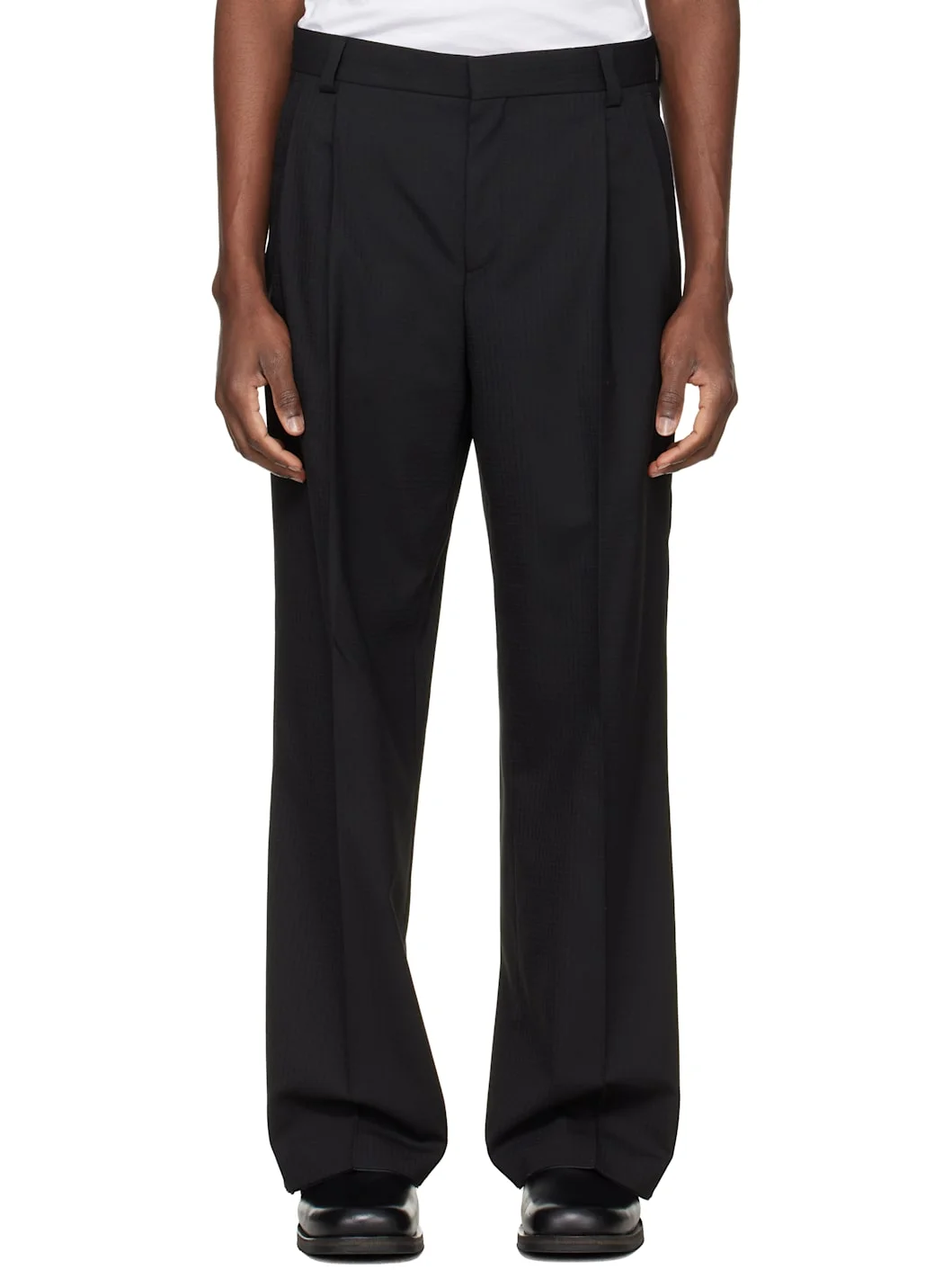 Black Modern-Fit Stretch Ripstop Trousers - 1