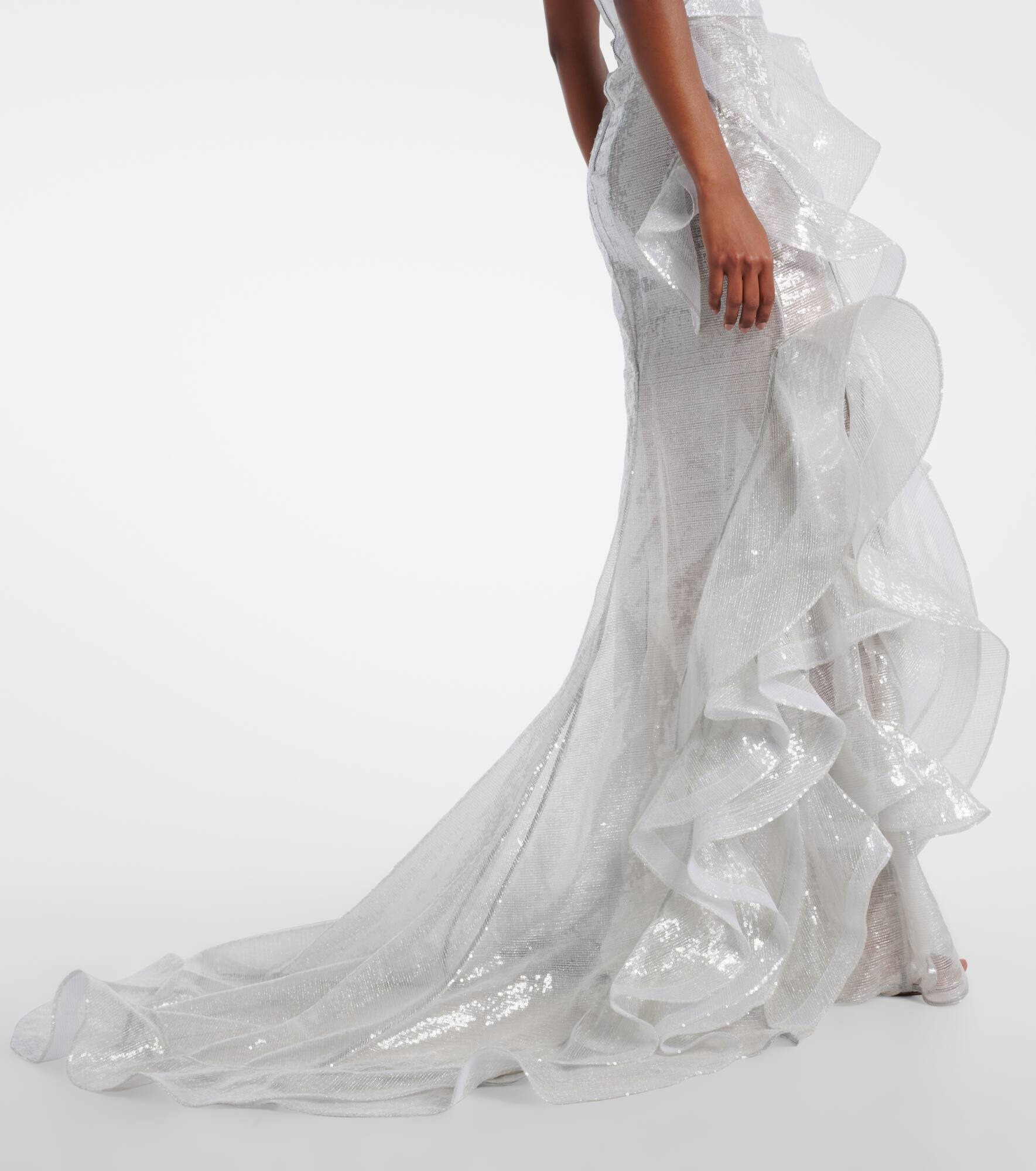 Refraction sequined ruffled gown - 5