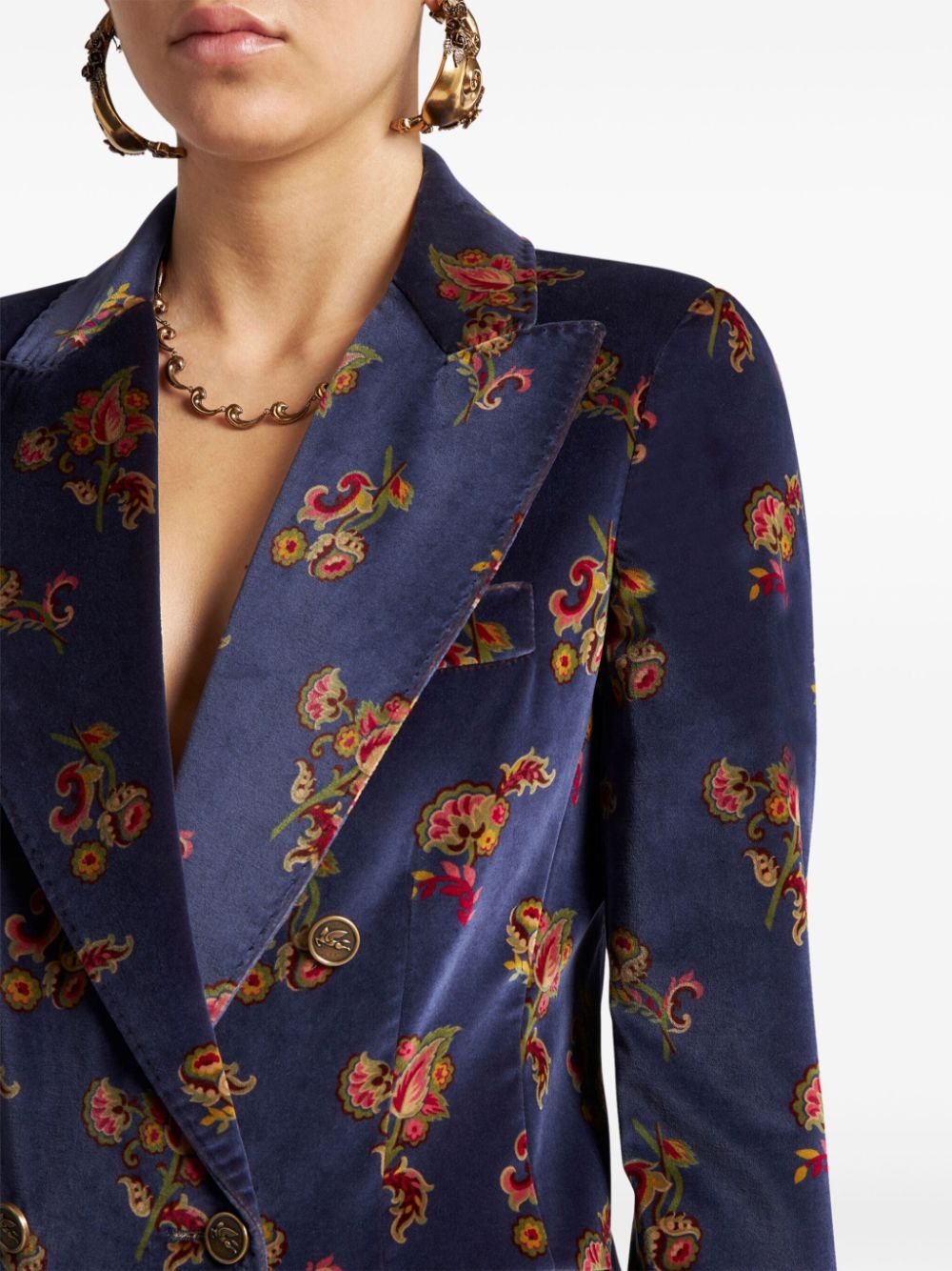 floral velvet blazer - 4
