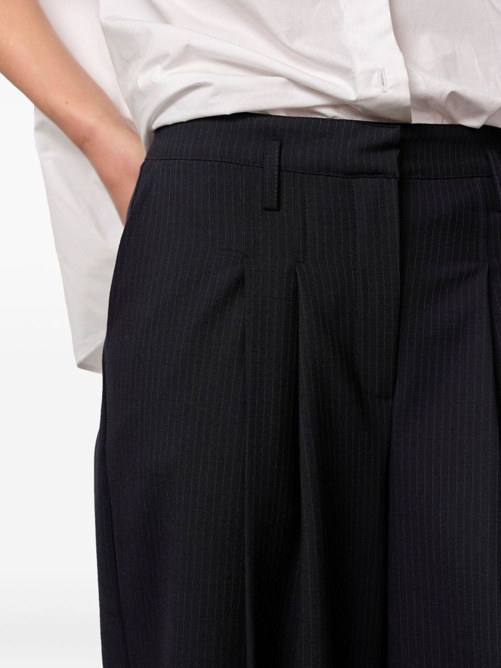 pinstripe pleated-front trousers - 3