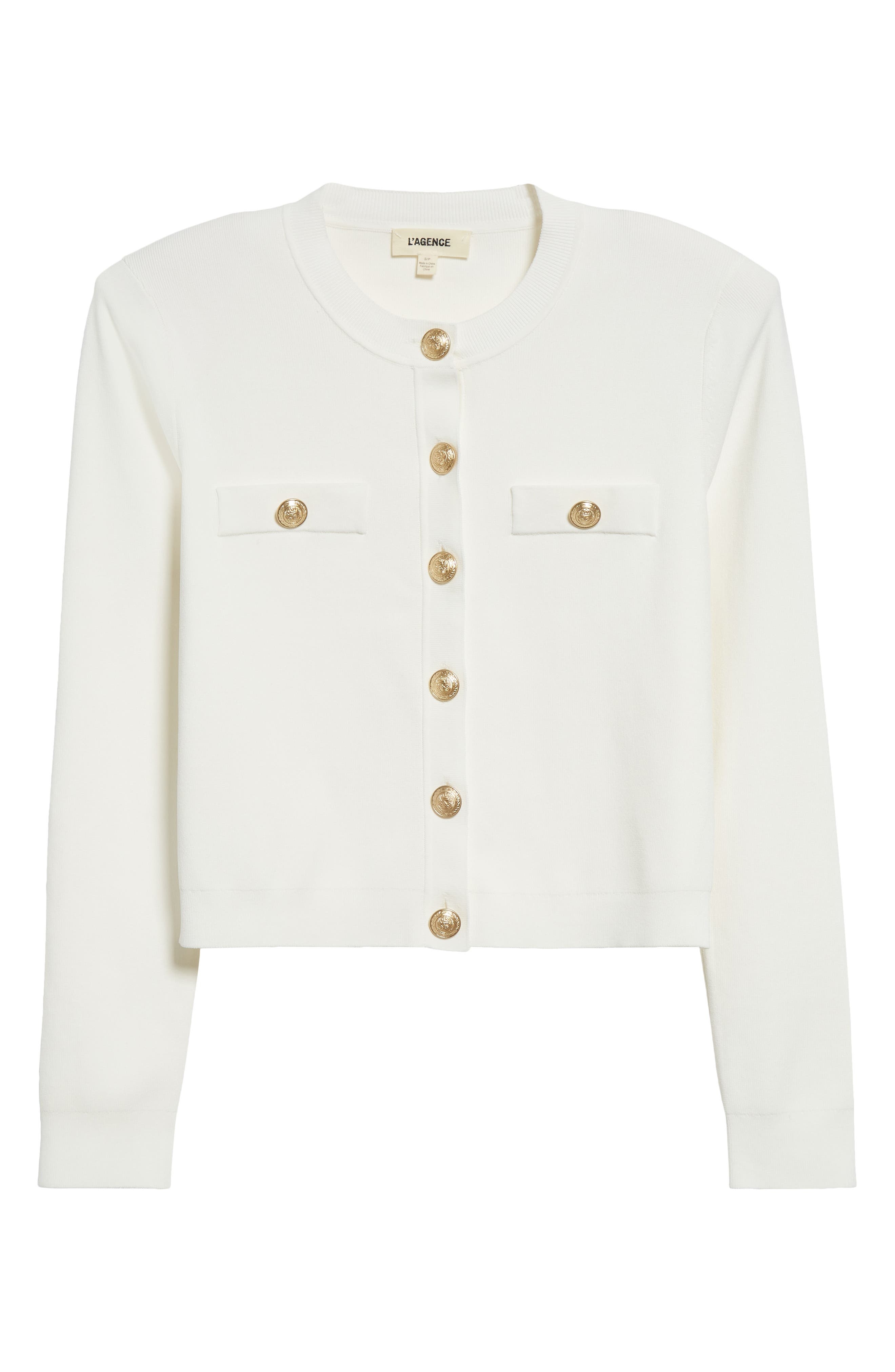 L'AGENCE Toulouse Crewneck Cardigan in Ivory at Nordstrom - 5