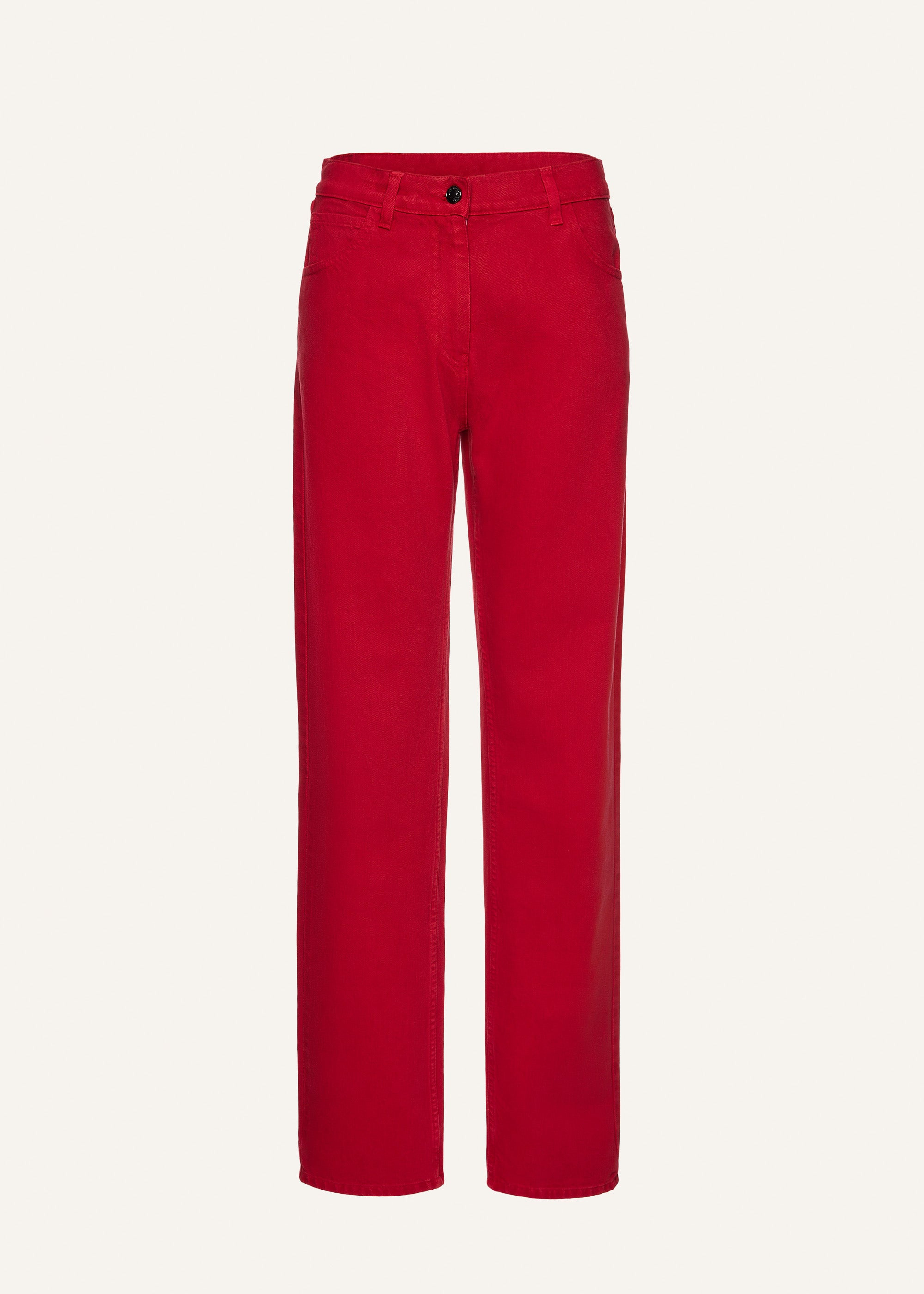 Straight leg denim pants in red - 1