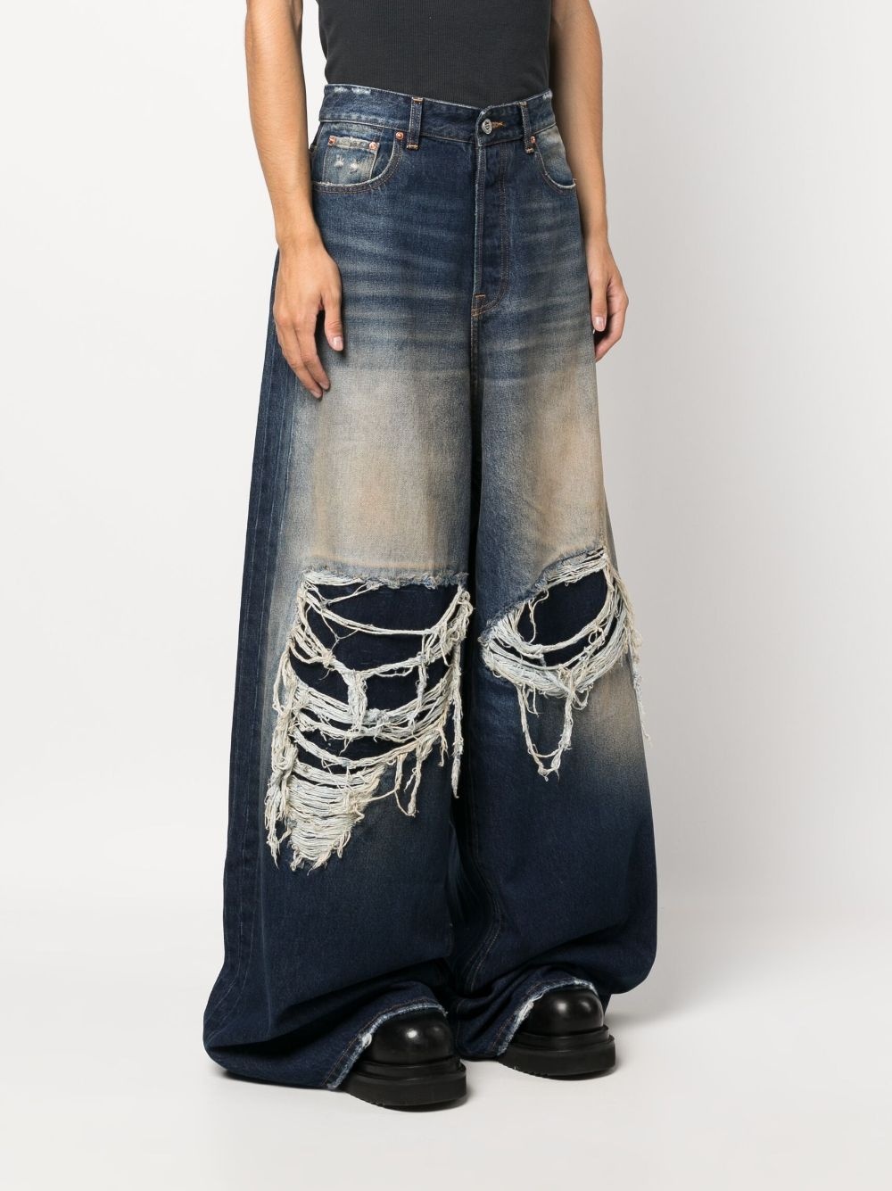ripped wide-leg jeans - 3