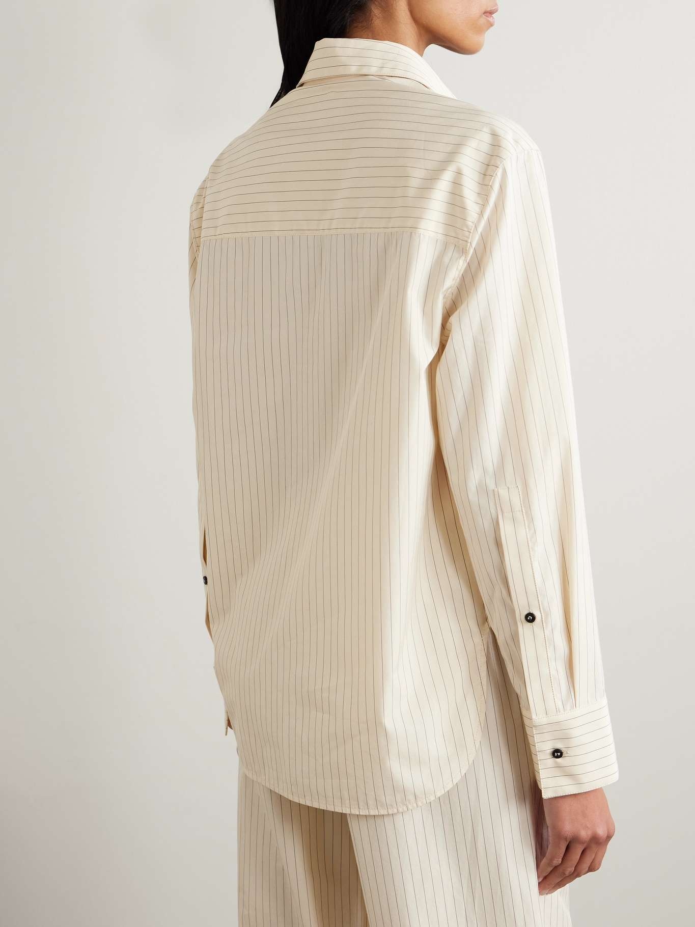 Alim pinstriped cotton-poplin shirt Ivory - 4