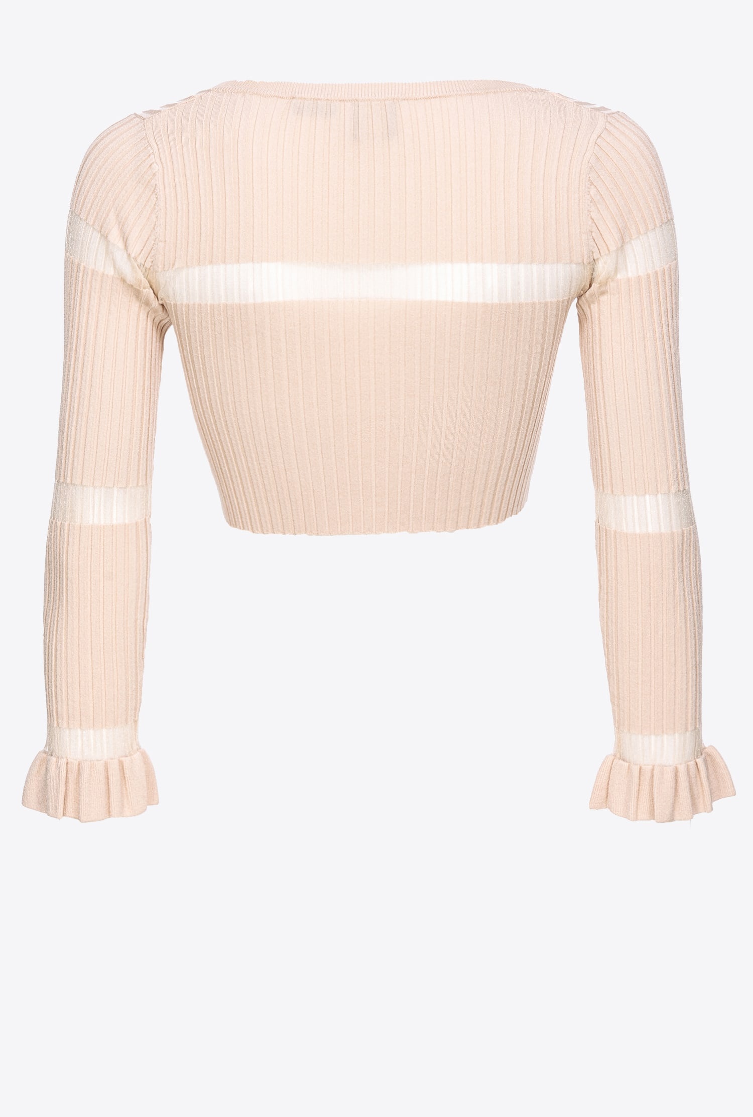 RIBBED MINI CARDIGAN WITH TRANSPARENT STRIPE - 7