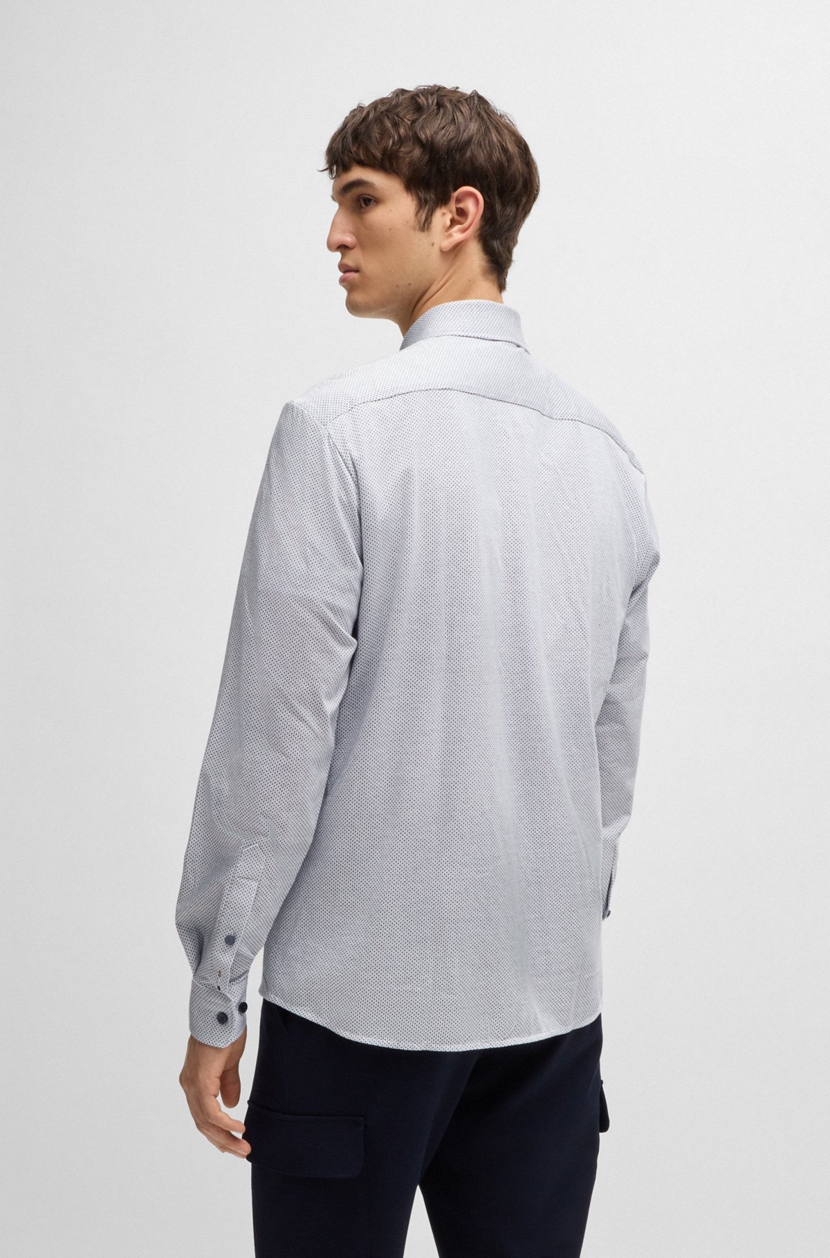 SLIM-FIT SHIRT IN STRUCTURED COTTON JERSEY - 5