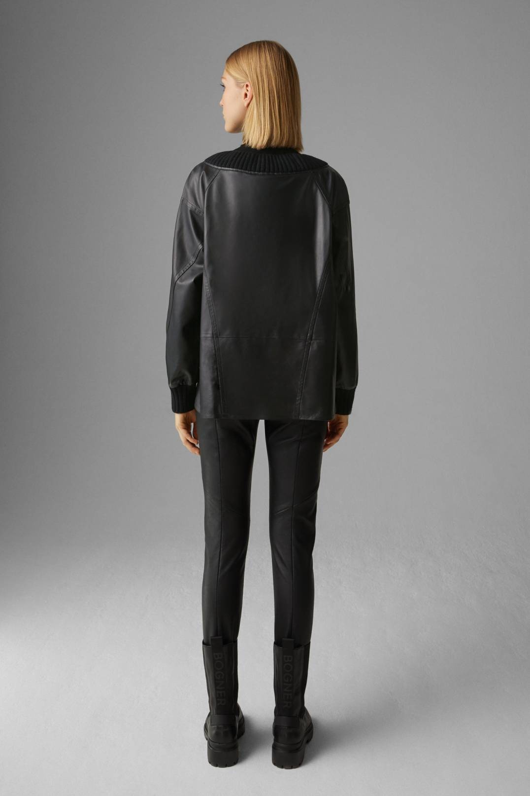 JULA OVERSIZED LEATHER TOP IN BLACK - 3
