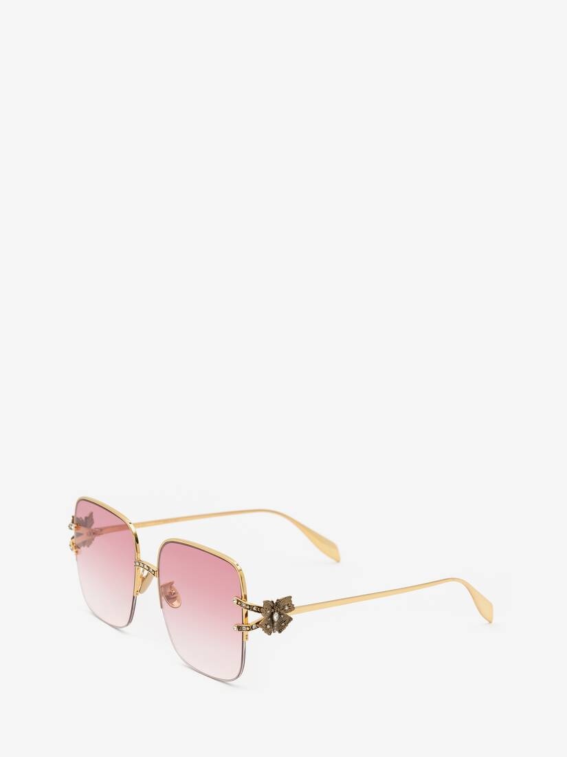 Women's Butterfly Jewelled Square Sunglasses in Gold/red - 3