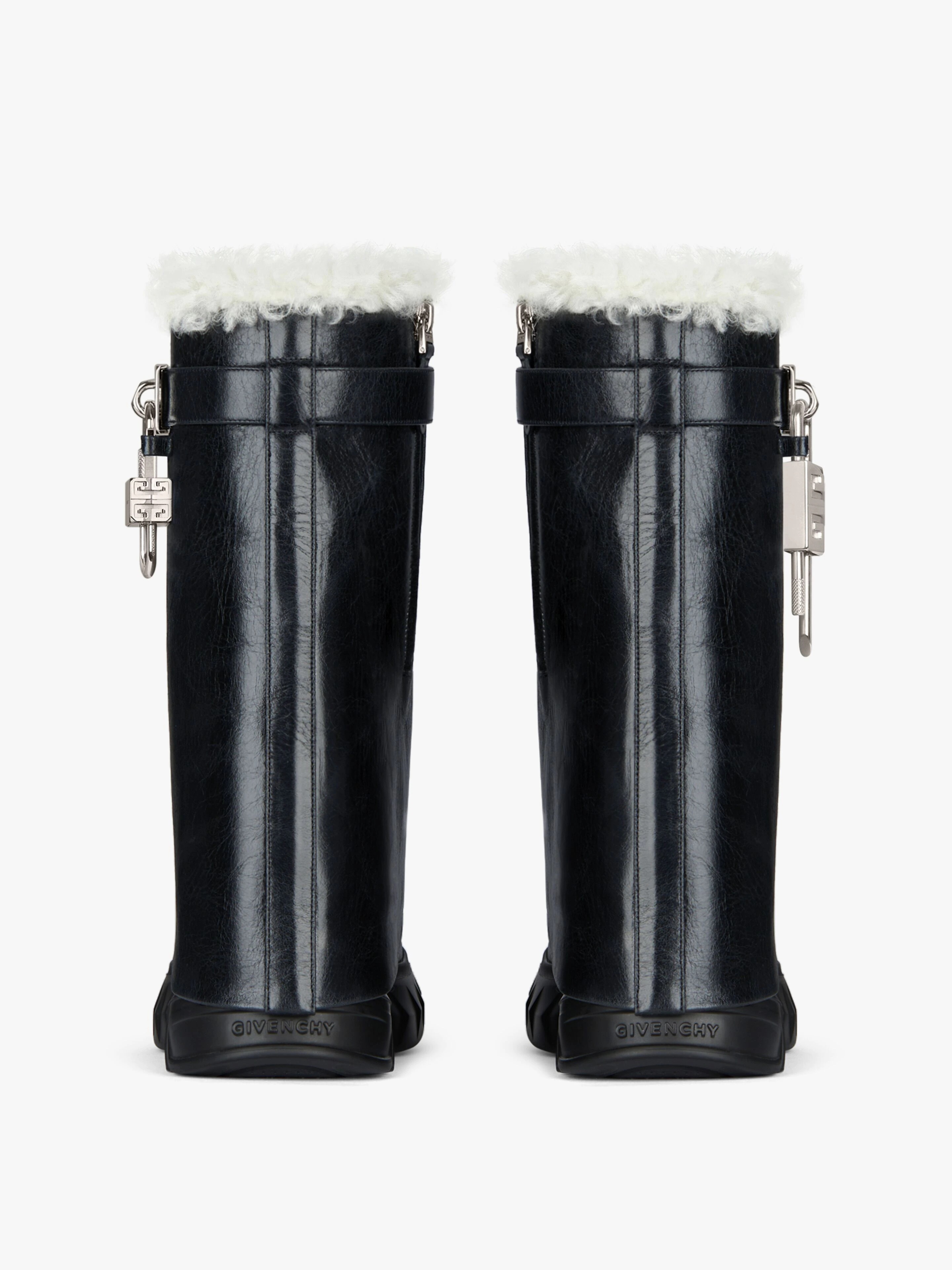 SHARK LOCK BIKER BOOTS IN LEATHER AND SHEARLING - 7