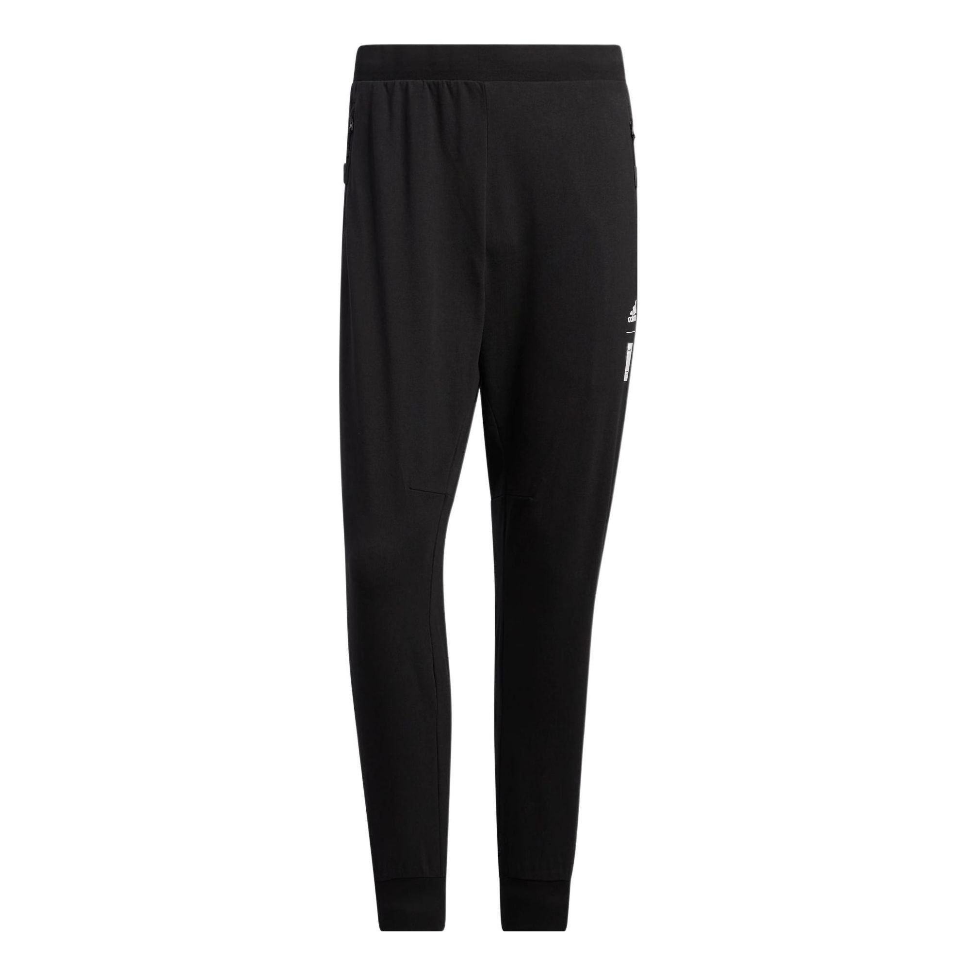 Men's adidas Solid Color Elastic Waistband Sports Pants/Trousers/Joggers Black HE5152 - 1