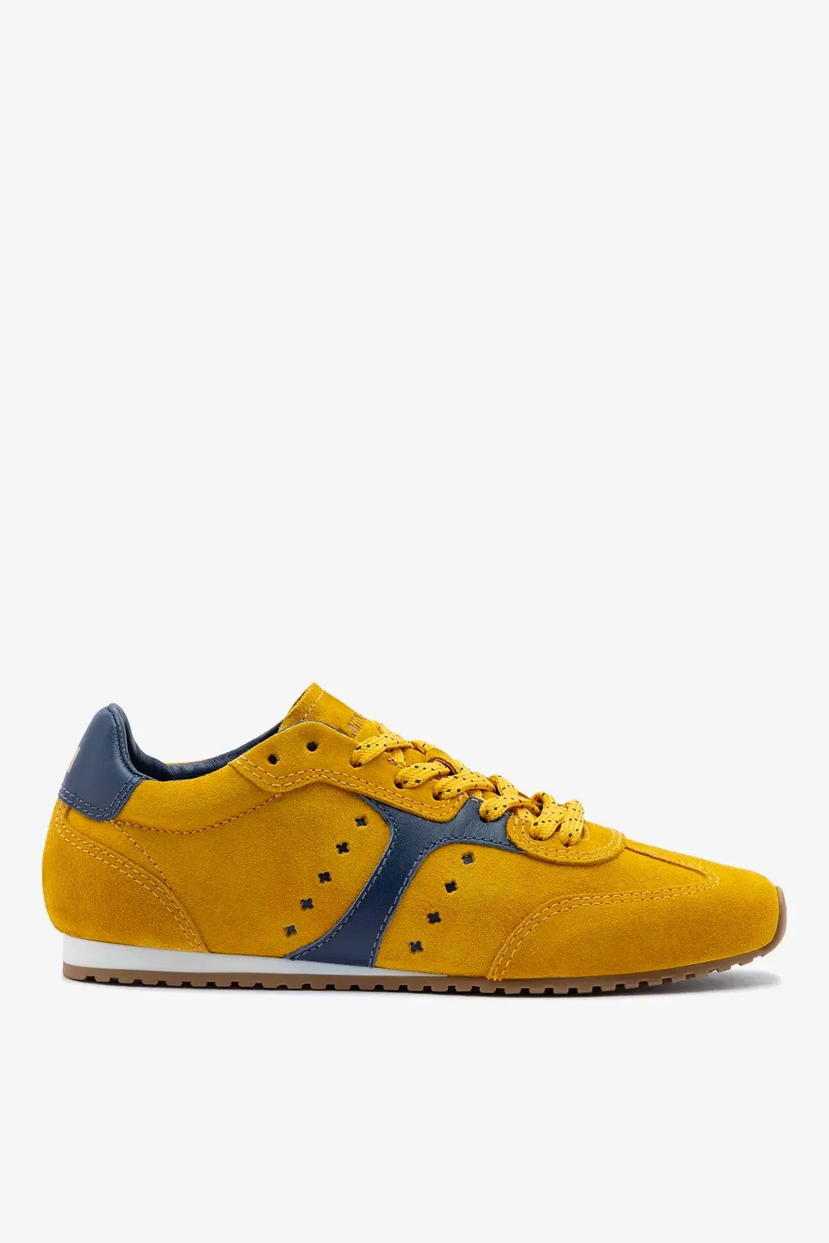 Stella Sneaker In Yellow Suede and Navy Leather - 1