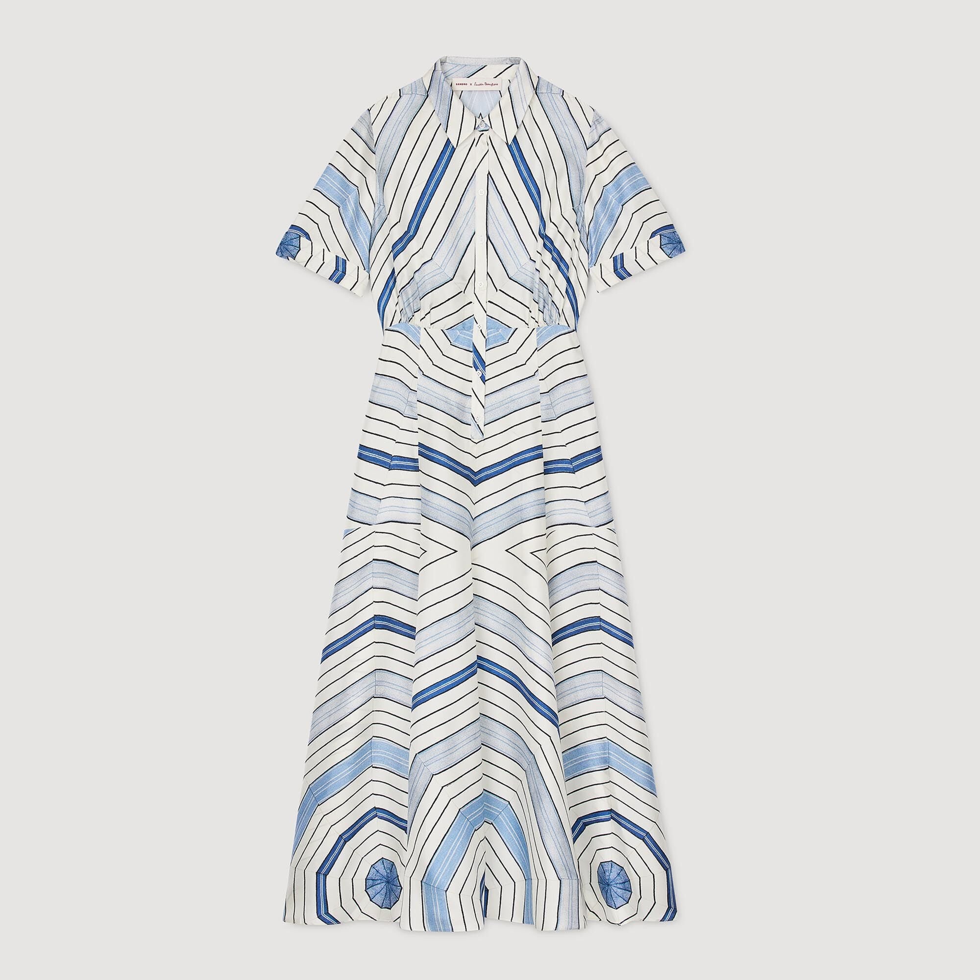 SPIRAL-MOTIF SILK MIDI DRESS - 6