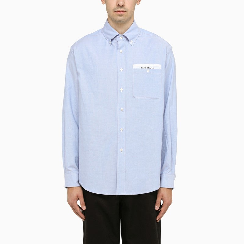 Palm Angels Blue Cotton Button-Down Shirt - 1