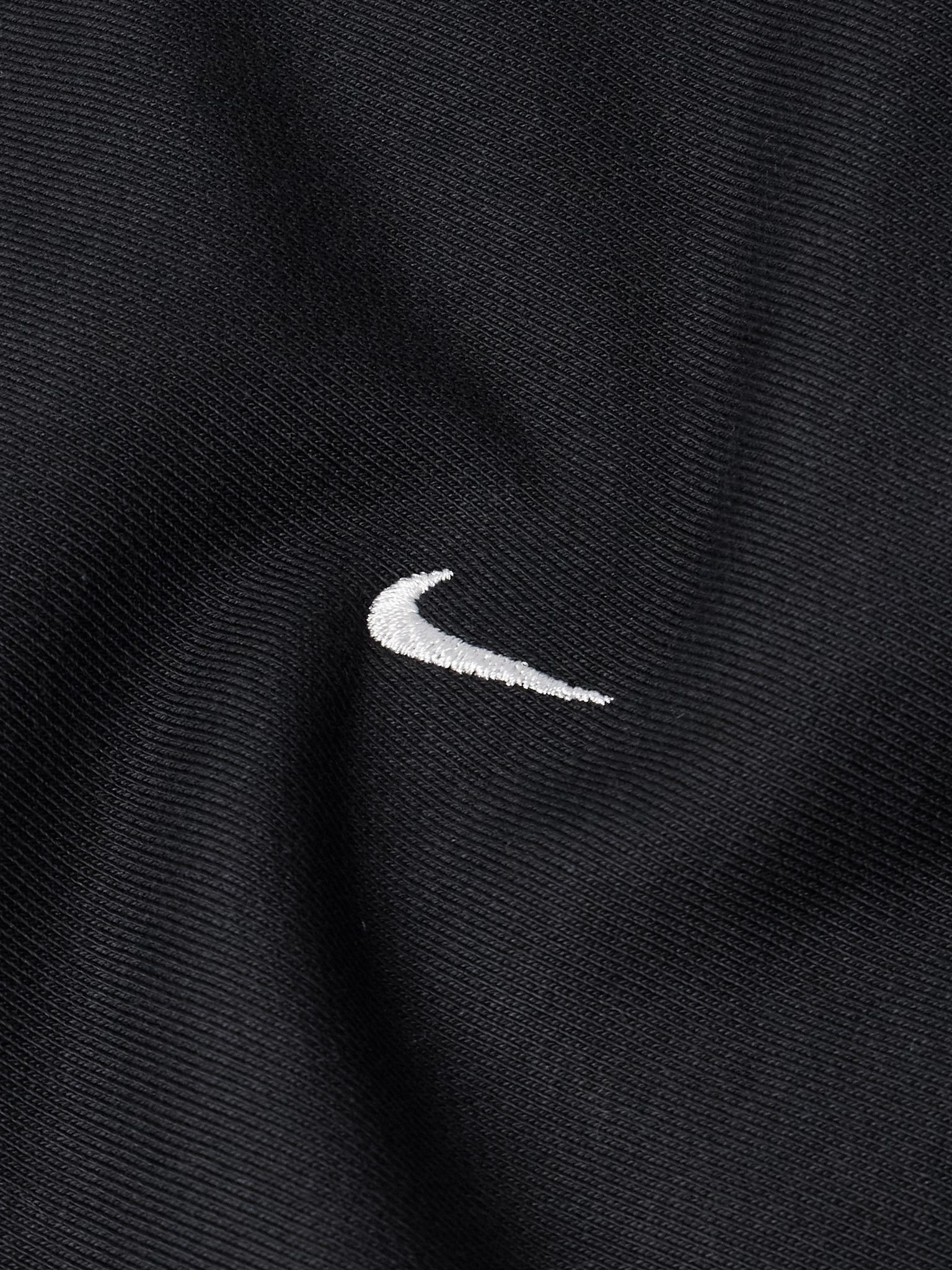 Solo Swoosh Logo-Embroidered Cotton-Blend Jersey Hoodie Black - 4