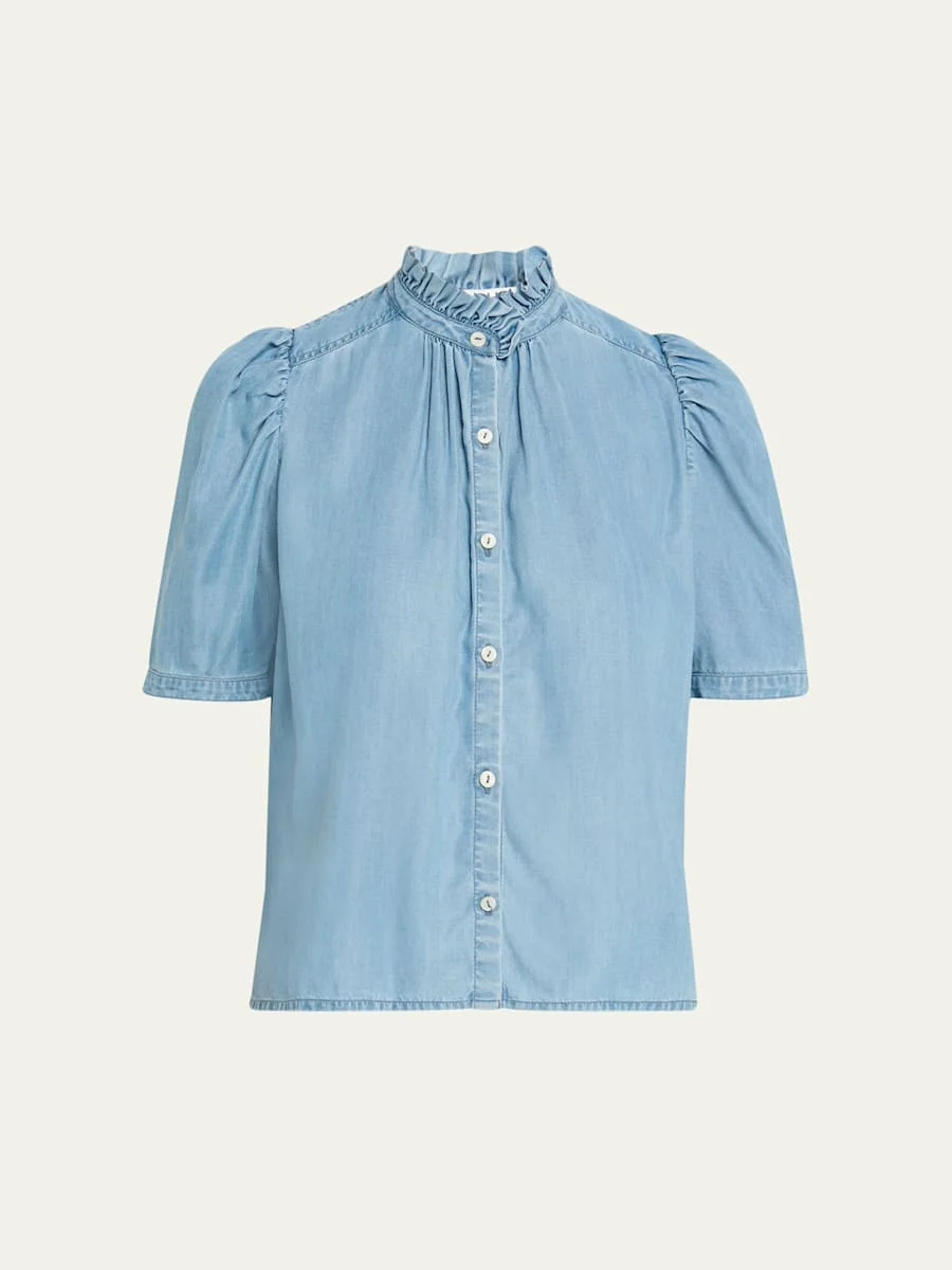 Winn Chambray Puff-Sleeve Top - 1