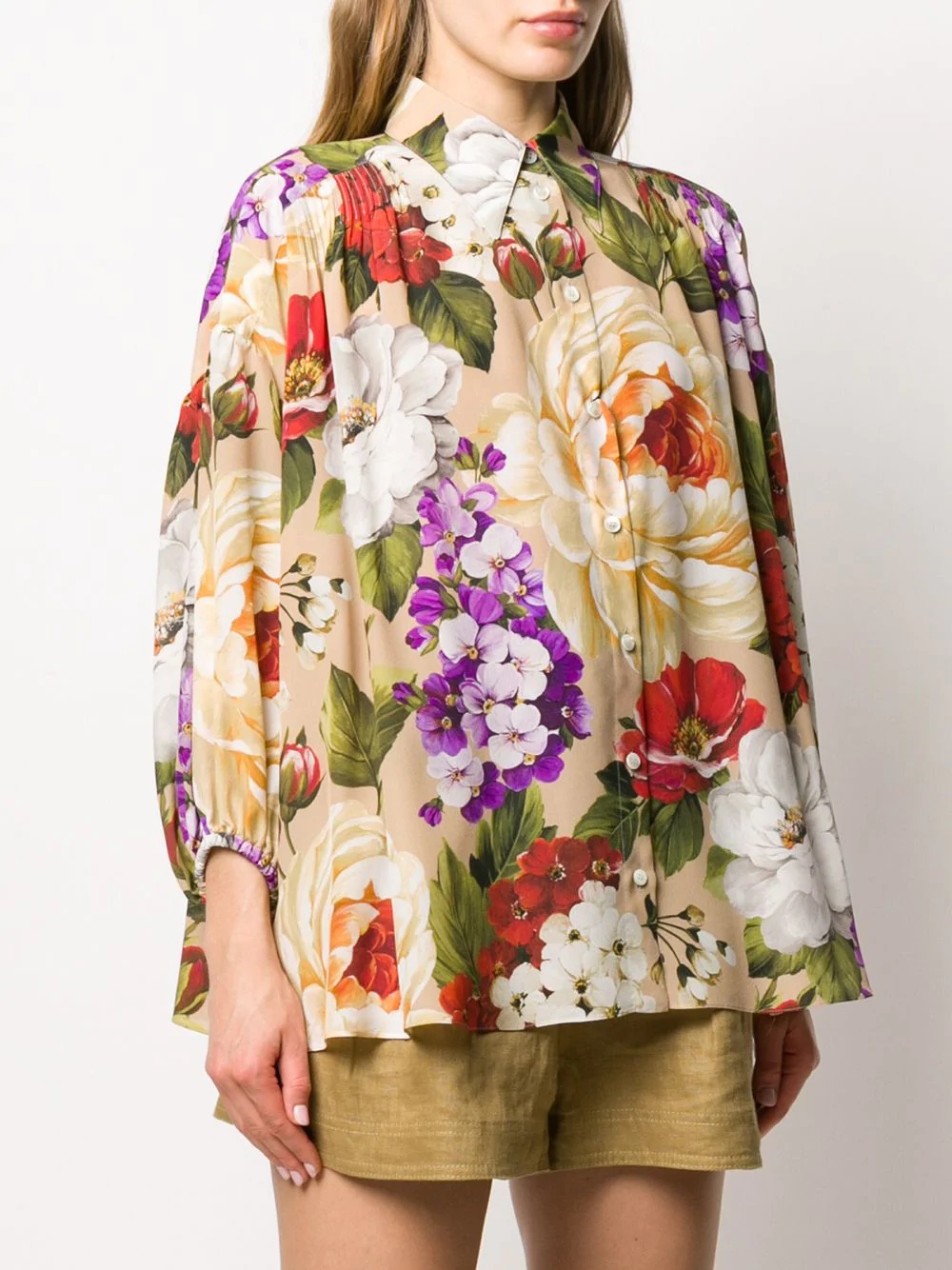 silk loose fit floral shirt - 3