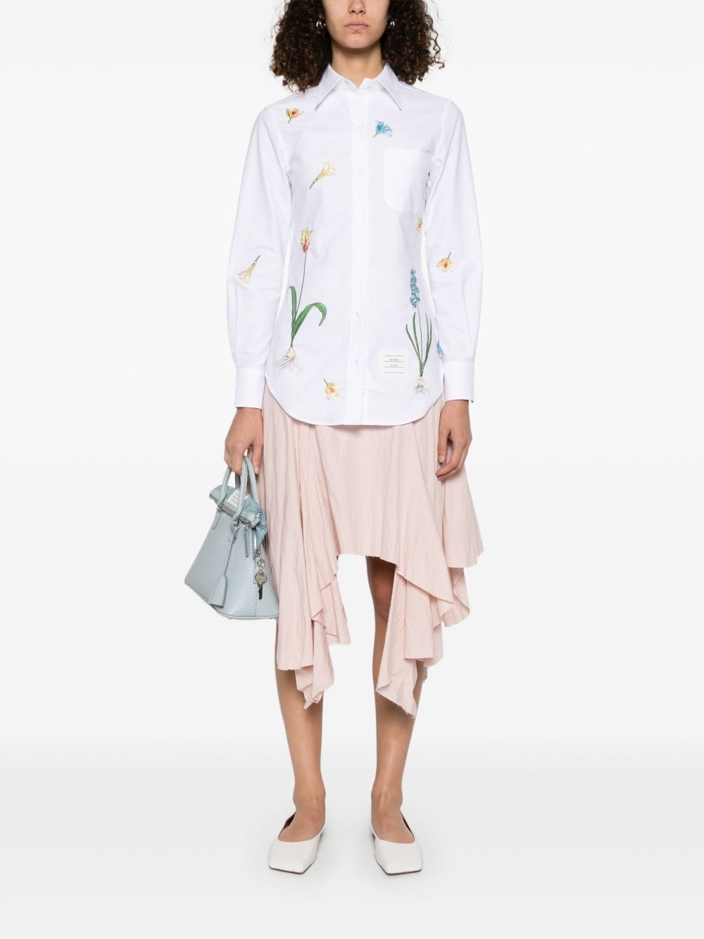 floral-embroidery cotton shirt - 2