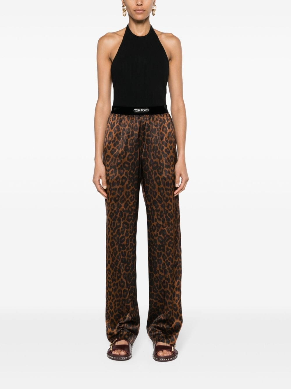 TOMFORD TRS TRCK PNTS ELSTC LOGO SLK LEOPARD PRNT SATIN - 2