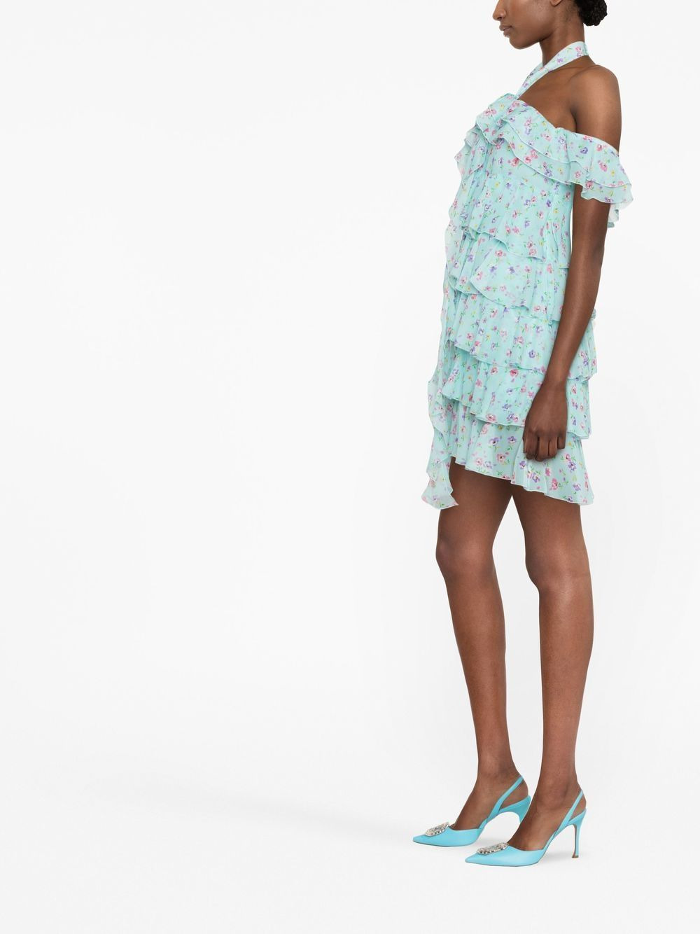 floral-print ruffled dress - 3