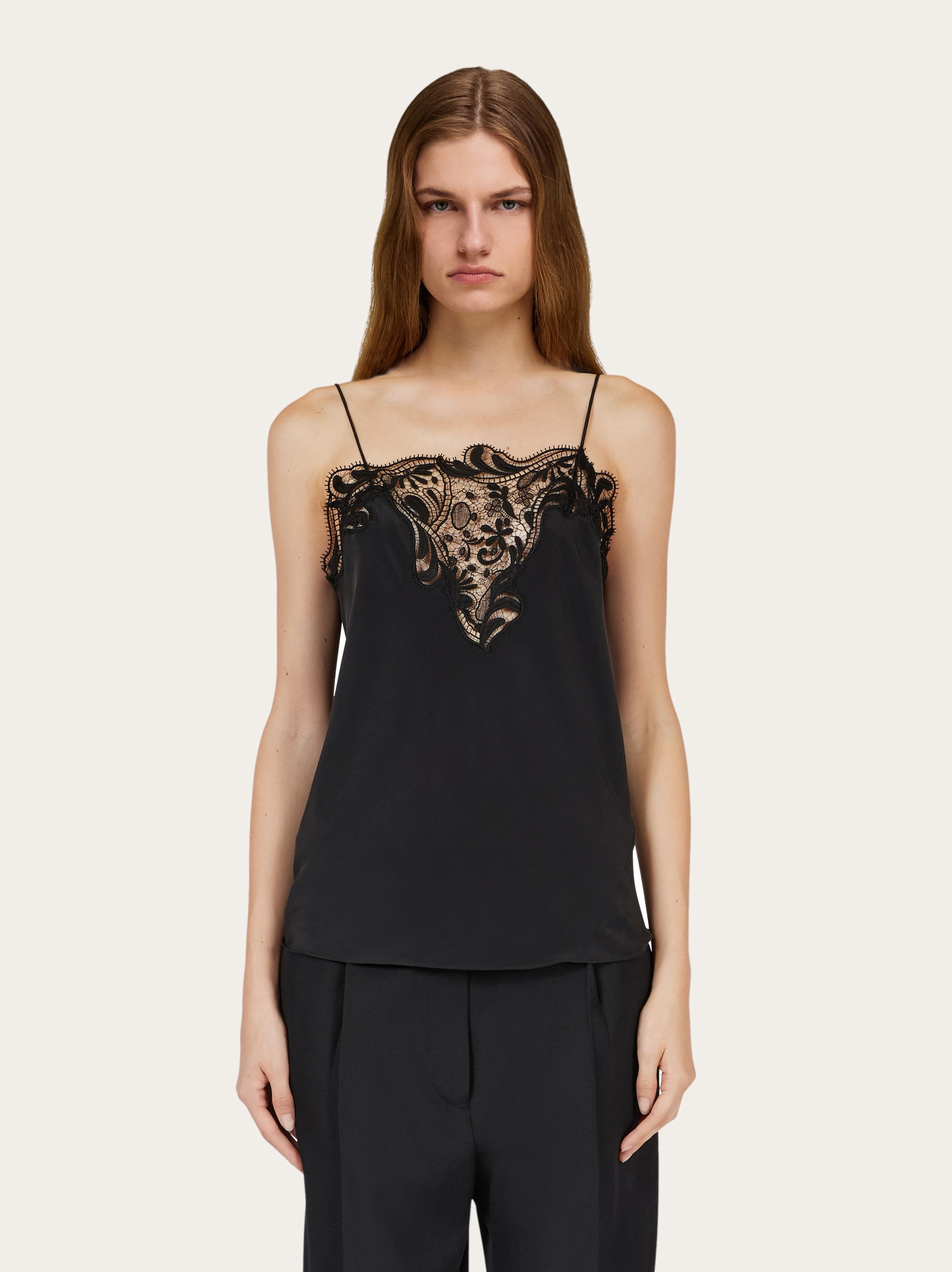 Silk top with lace detail - 2