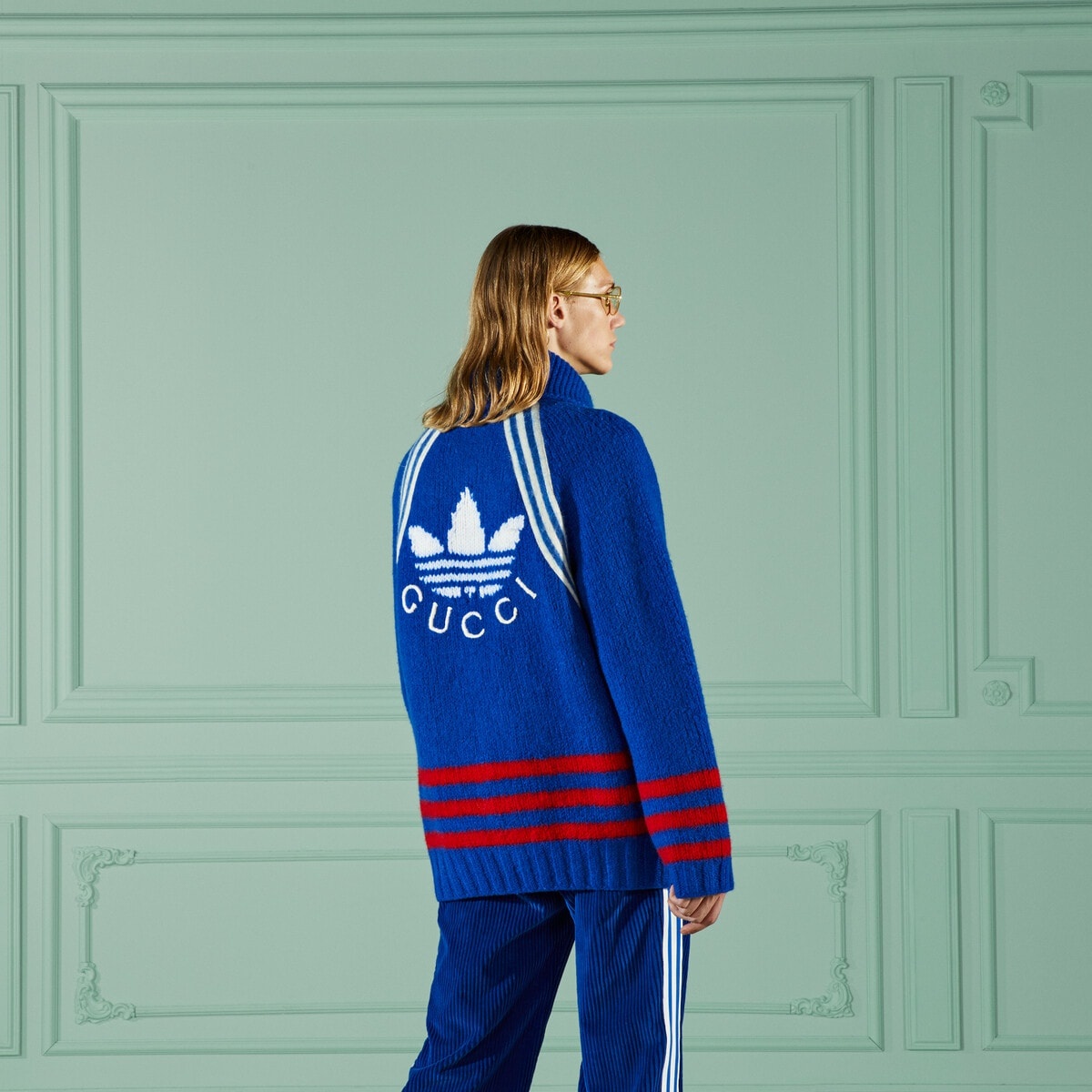 GUCCI adidas x Gucci intarsia wool cardigan | REVERSIBLE