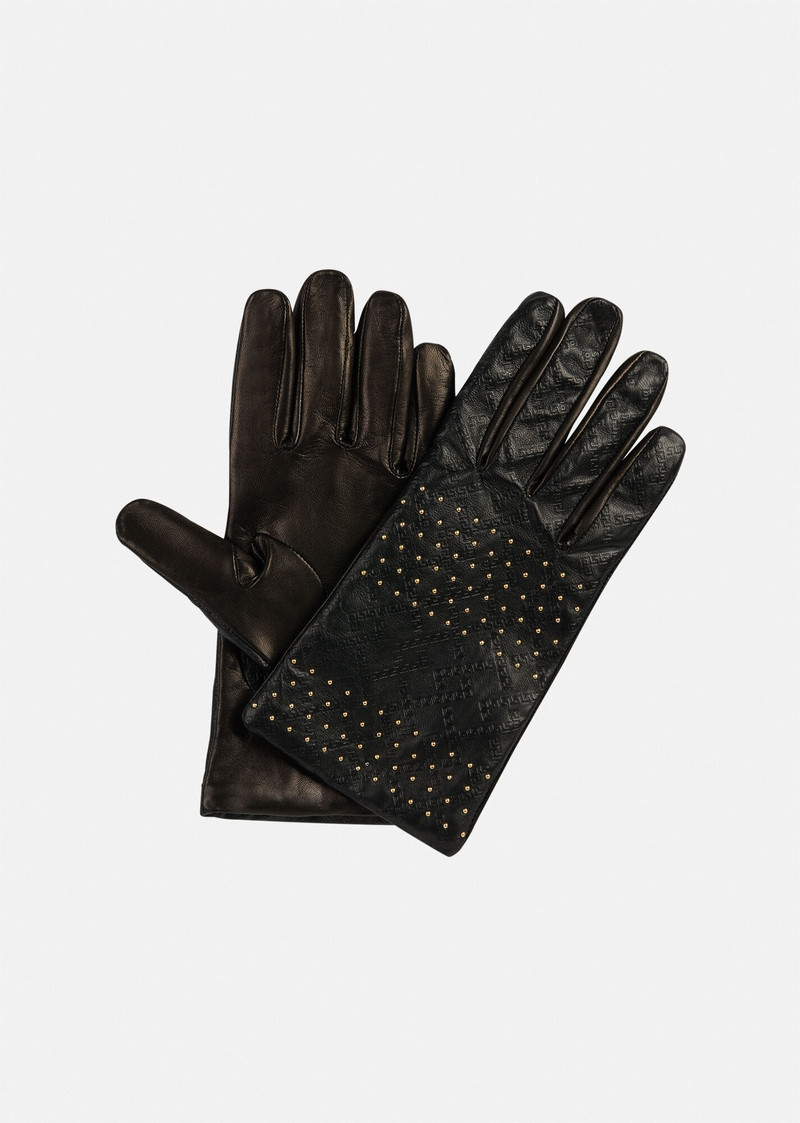 Greca Argyle Nappa Leather Gloves 1