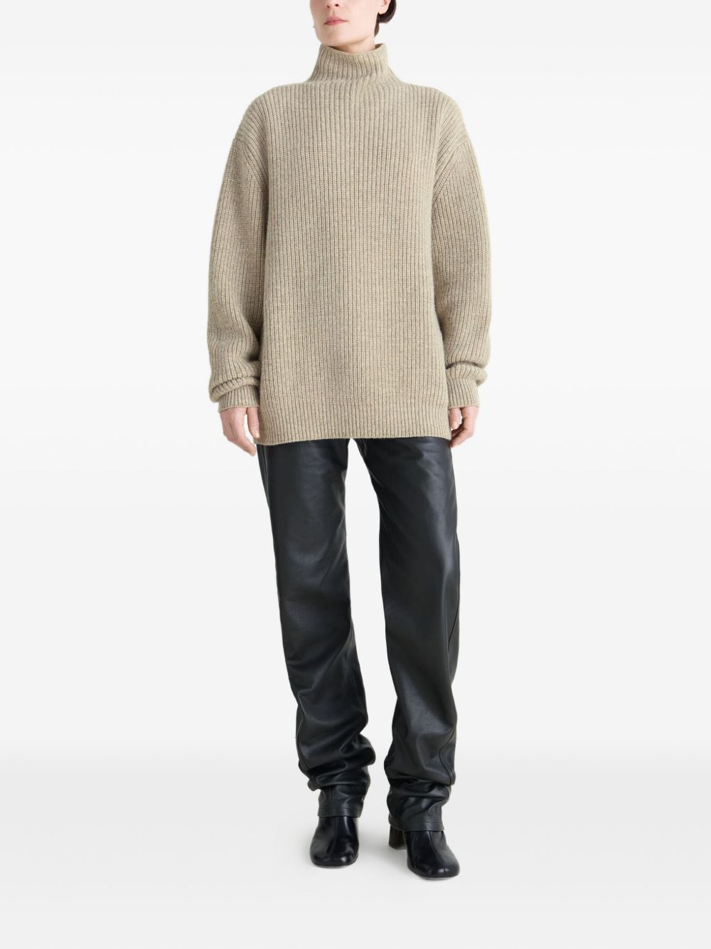 high-neck ribbed sweater - 3