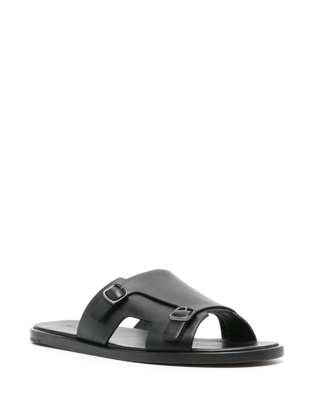 double-buckle leather sandals - 2