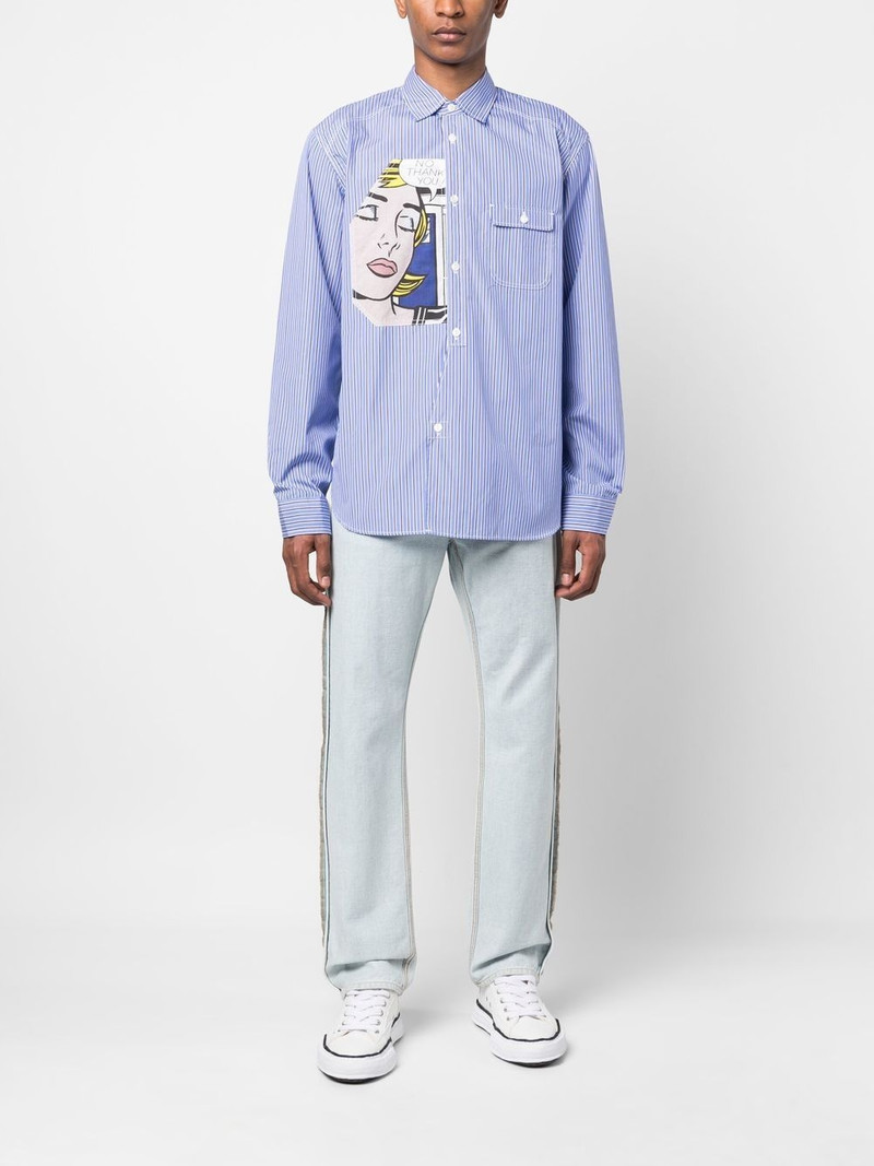 Junya Watanabe MAN graphic-patch striped shirt outlook