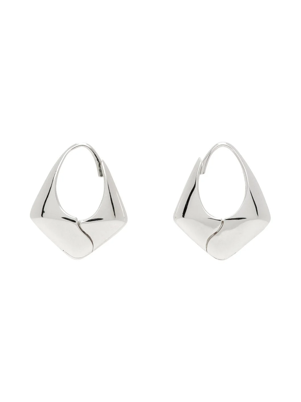 Silver Large Pyramid Hoop Earrings - 1