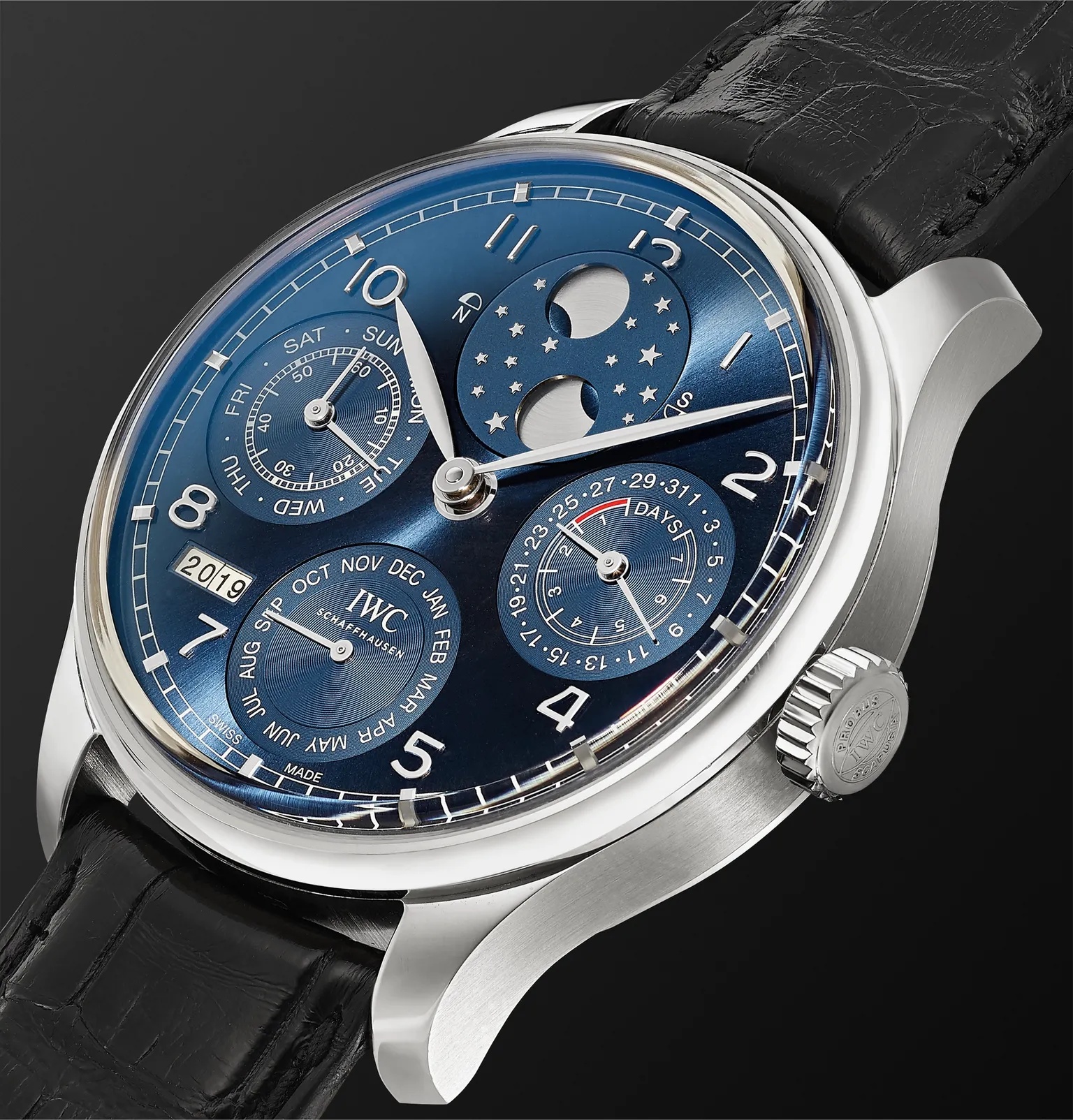 Portugieser Perpetual Calendar Automatic 44.2mm 18-Karat White Gold and Alligator Watch, Ref. No. IW - 4