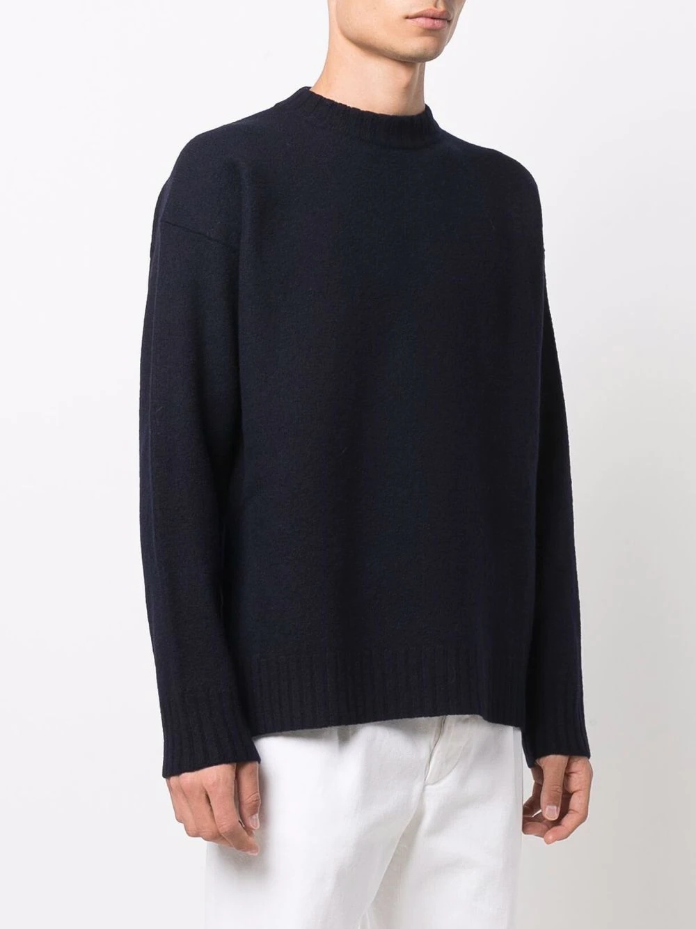 step-hem knitted crew-neck jumper - 3