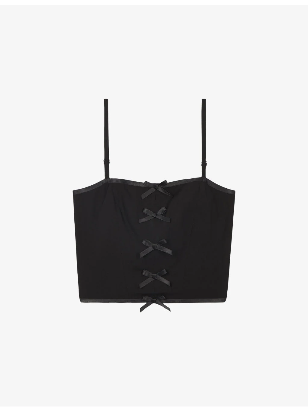 Cropped Bow-Embellished Woven Top - 1