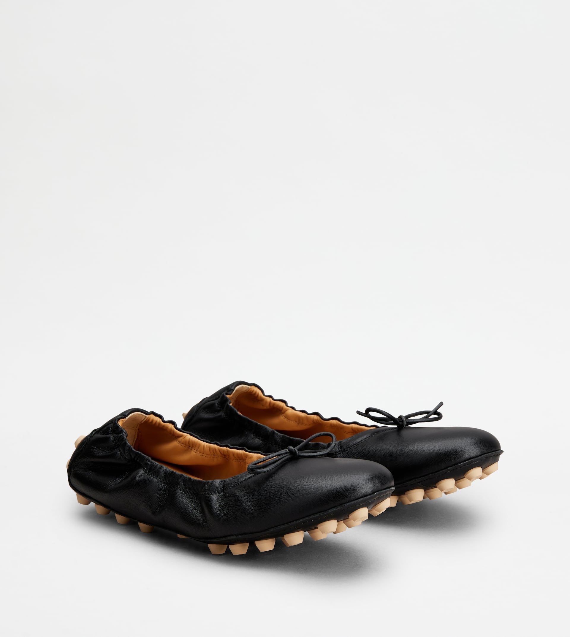 BUBBLE BALLERINAS IN LEATHER - BLACK, OFF WHITE - 3