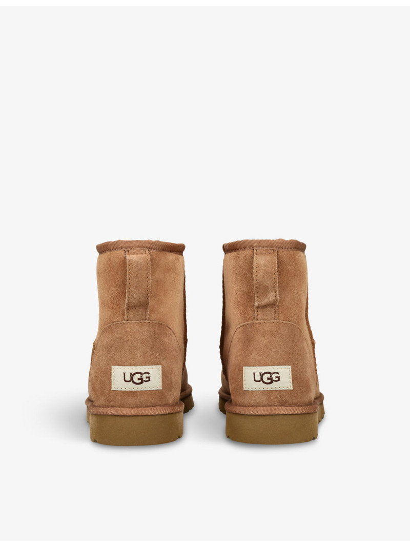 UGG Classic Ultra Mini logo-patch suede and shearling ankle boots outlook
