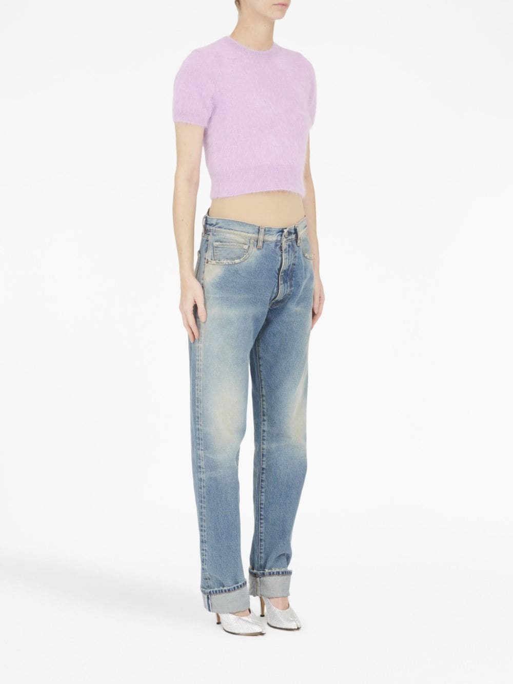 brushed short-sleeved knitted top - 3