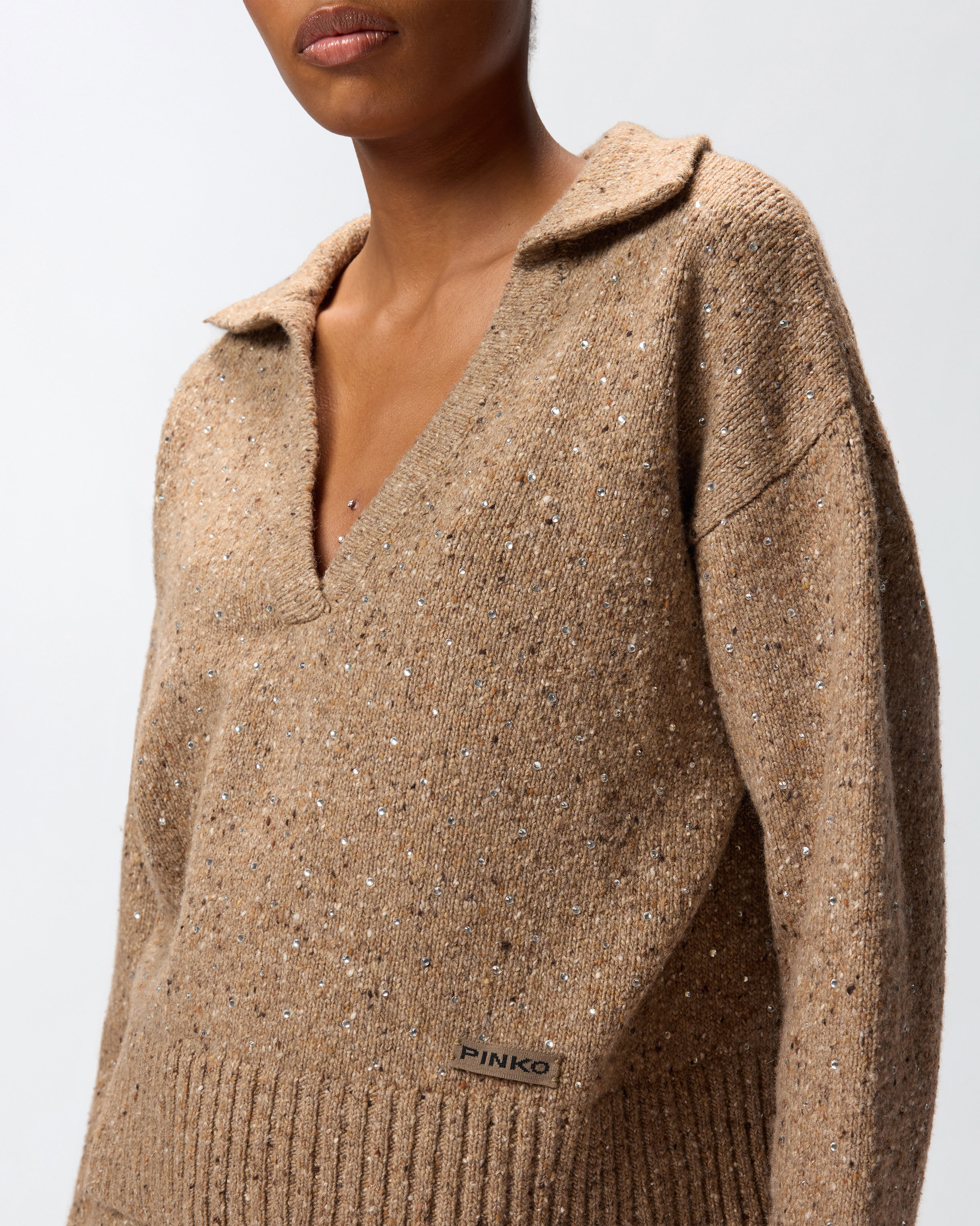 V-NECK SWEATER WITH RHINESTONES - 5