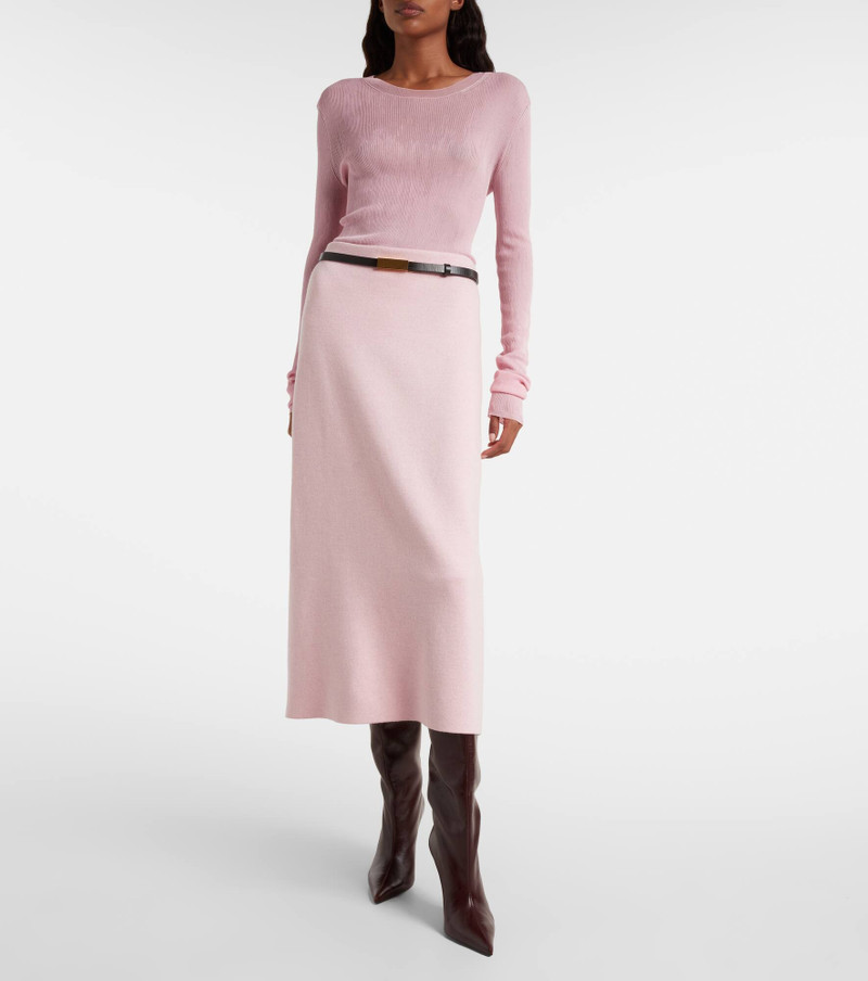 KHAITE Bella 100 leather knee-high boots outlook