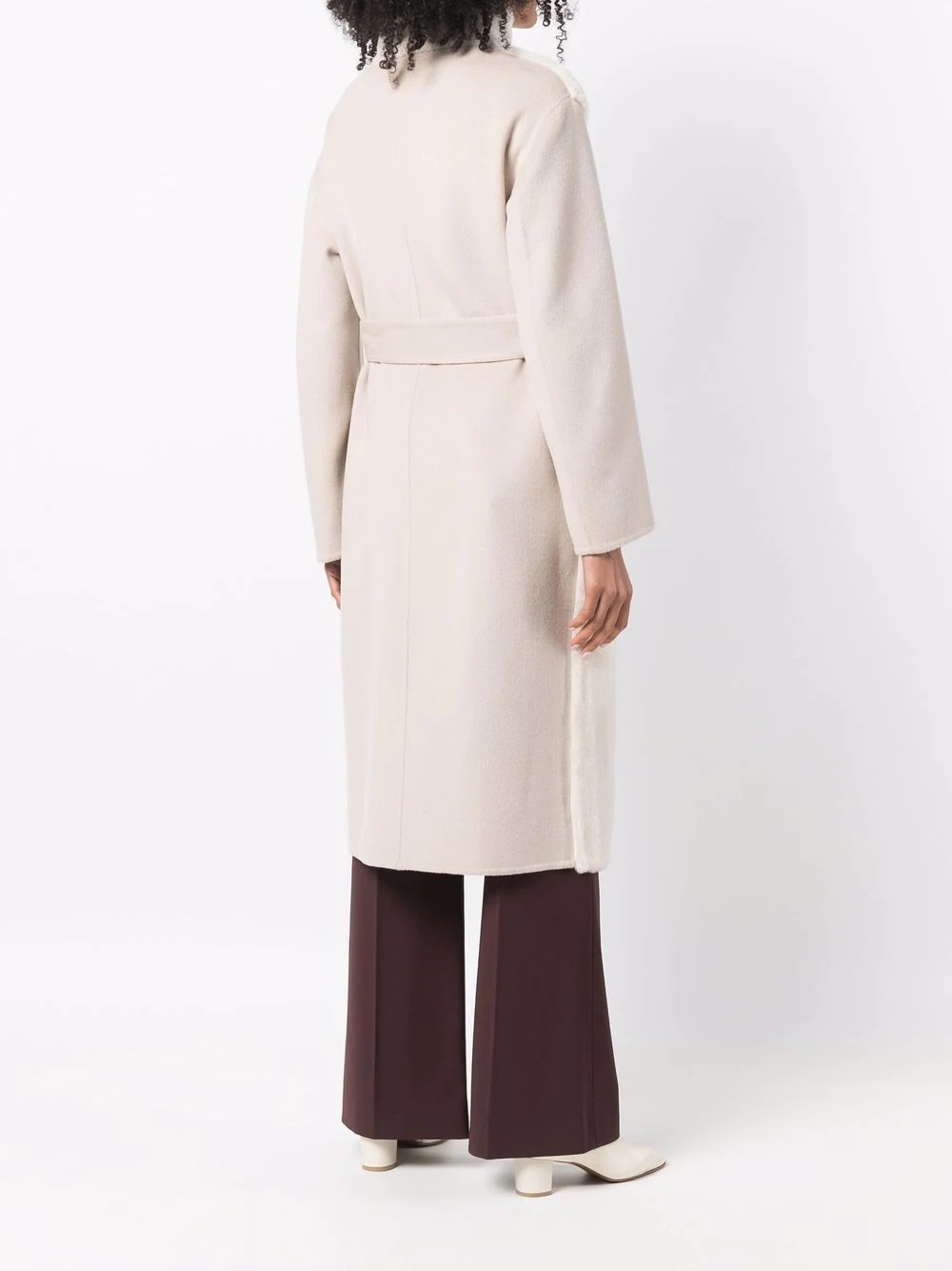 belted shearling coat - 4