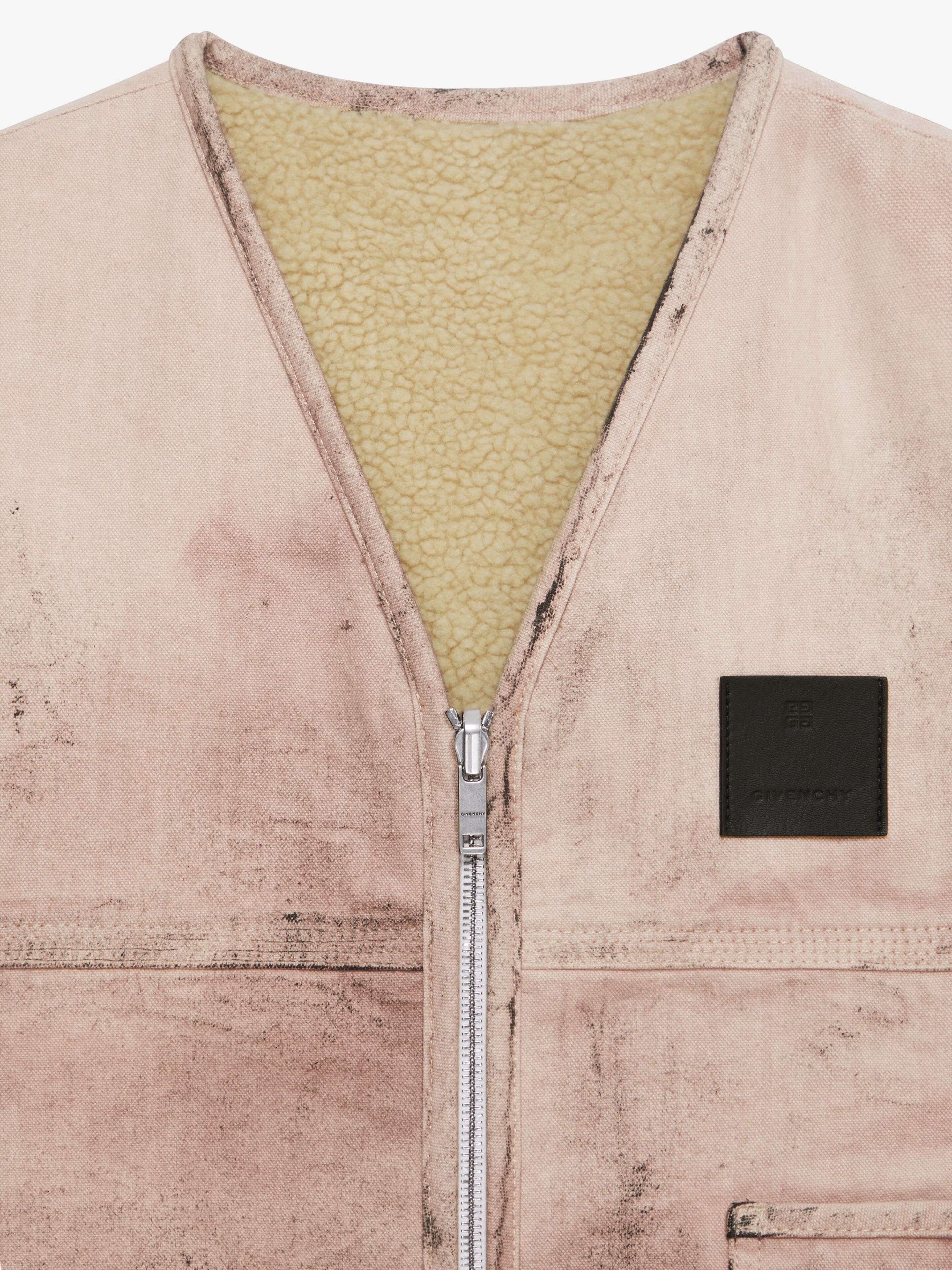 REVERSIBLE WAISTCOAT IN COTTON WITH SHEARLING EFFECT - 6